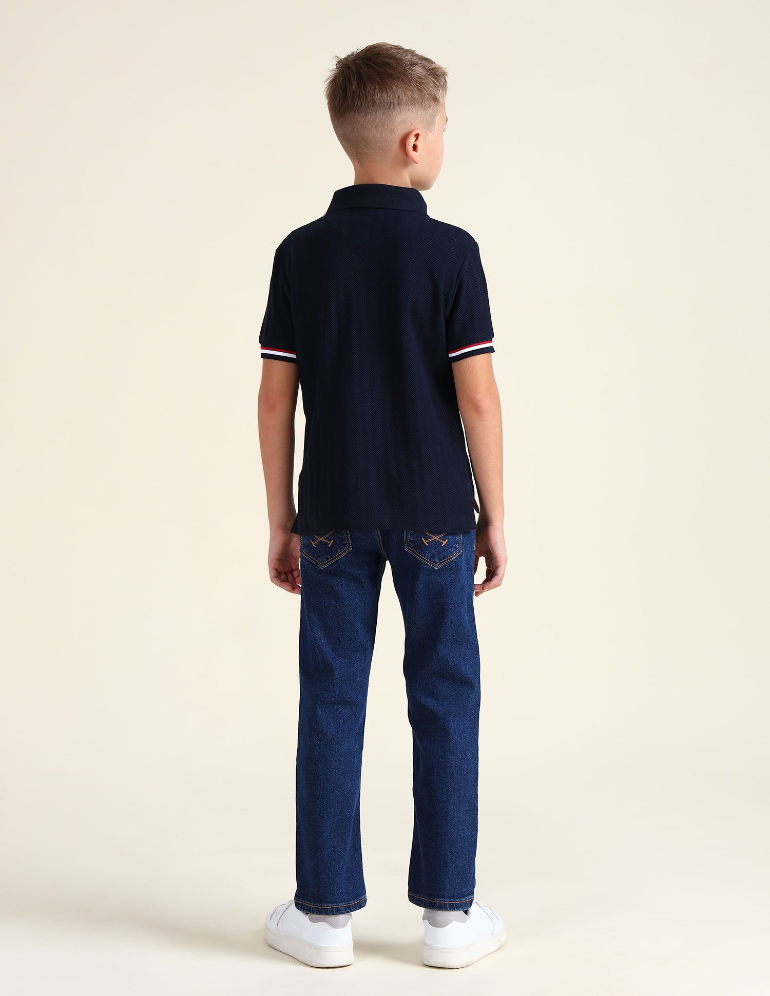 Boys Textured Slim Fit Polo Shirt Dark Blue - U.S. Polo Assn. India | Large