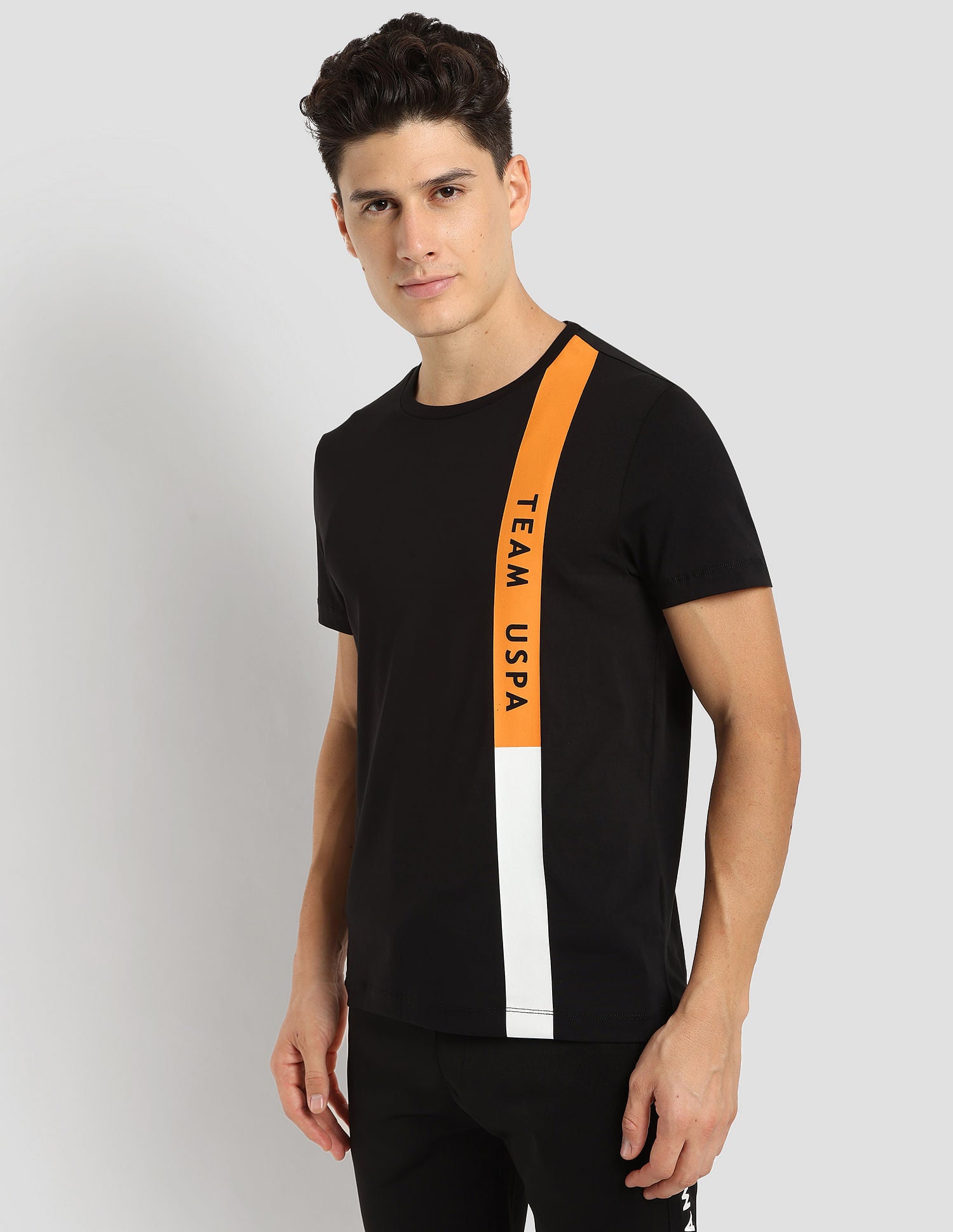 Brand Stripe Training T-Shirt Black - U.S. Polo Assn. India | Large
