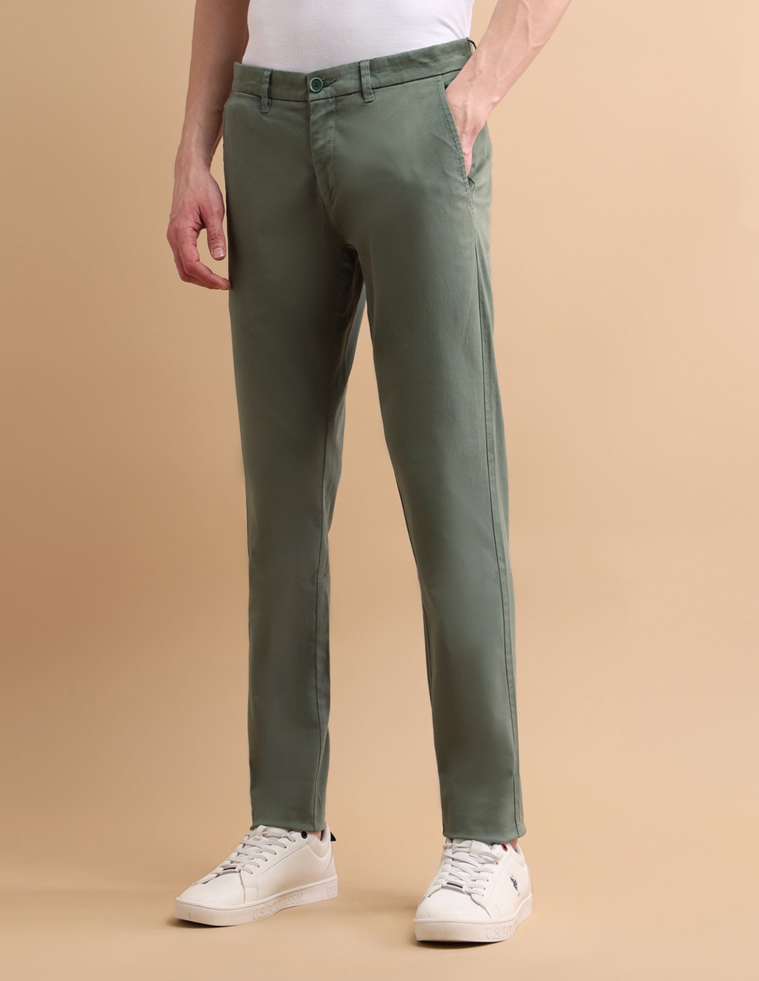 Solid Twill Trousers Olive - U.S. POLO ASSN. | Large