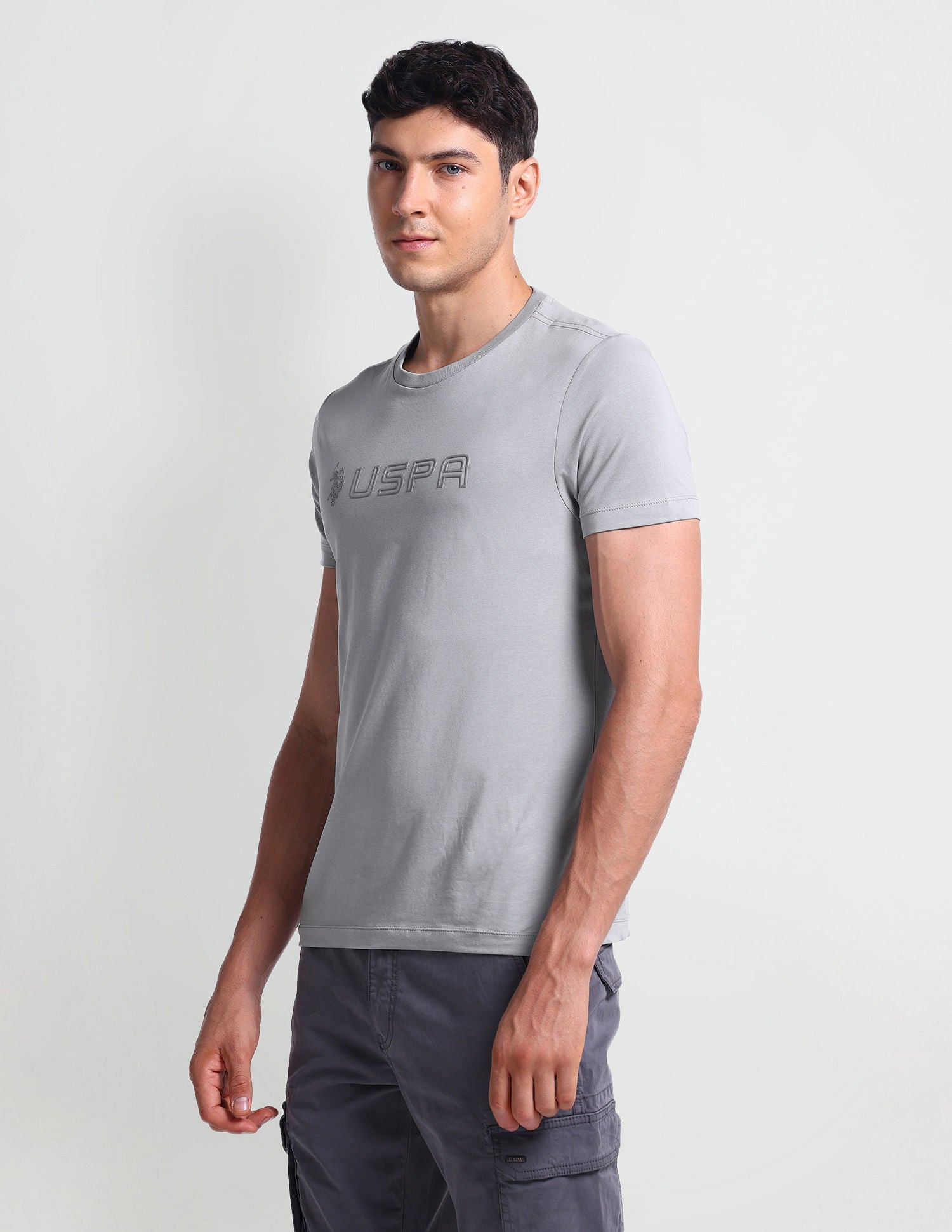Muscle Fit Brand Print T-Shirt Grey - U.S. Polo Assn. India | Large