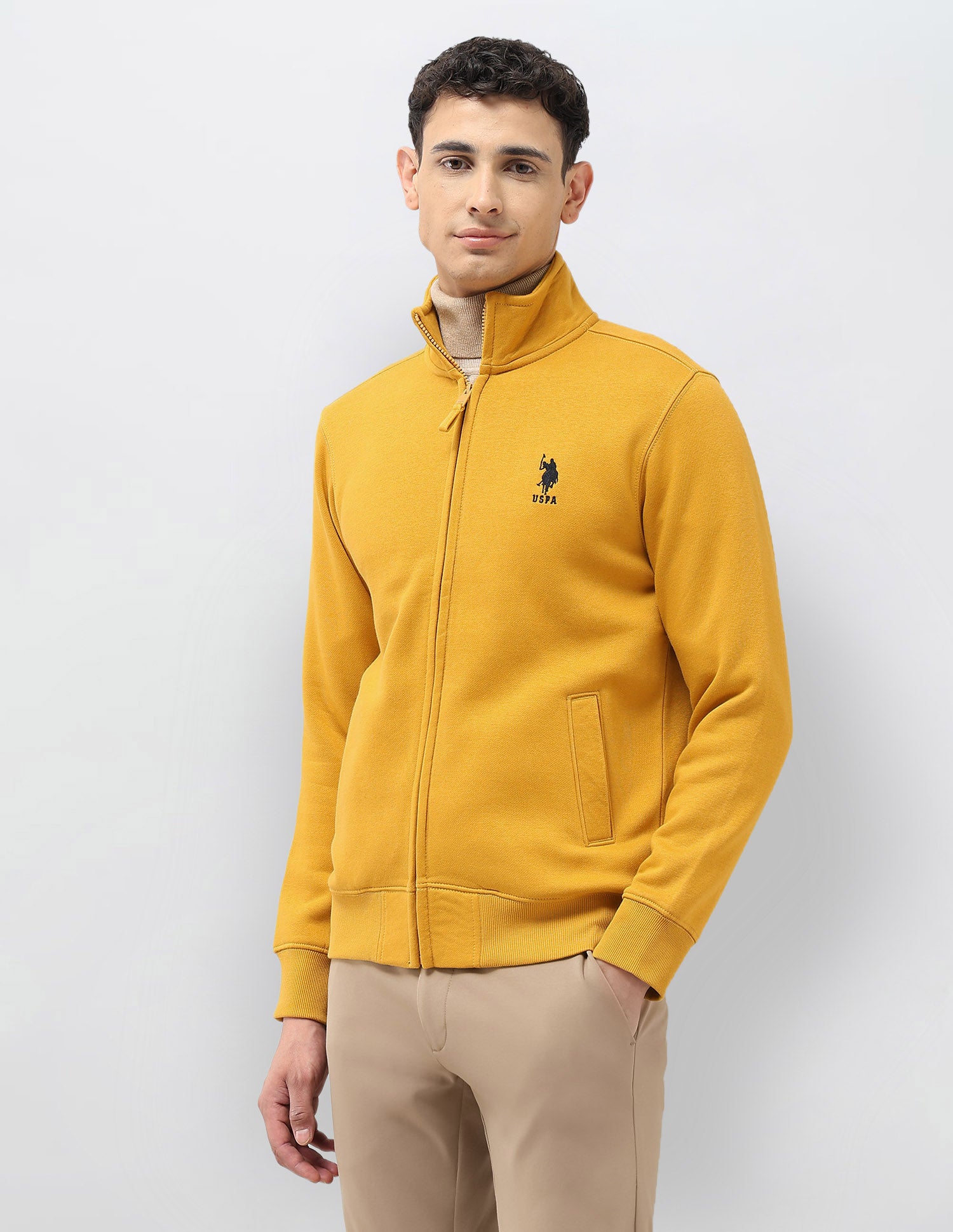 Solid Regular Fit Sweatshirt Mustard - U.S. POLO ASSN. | Large