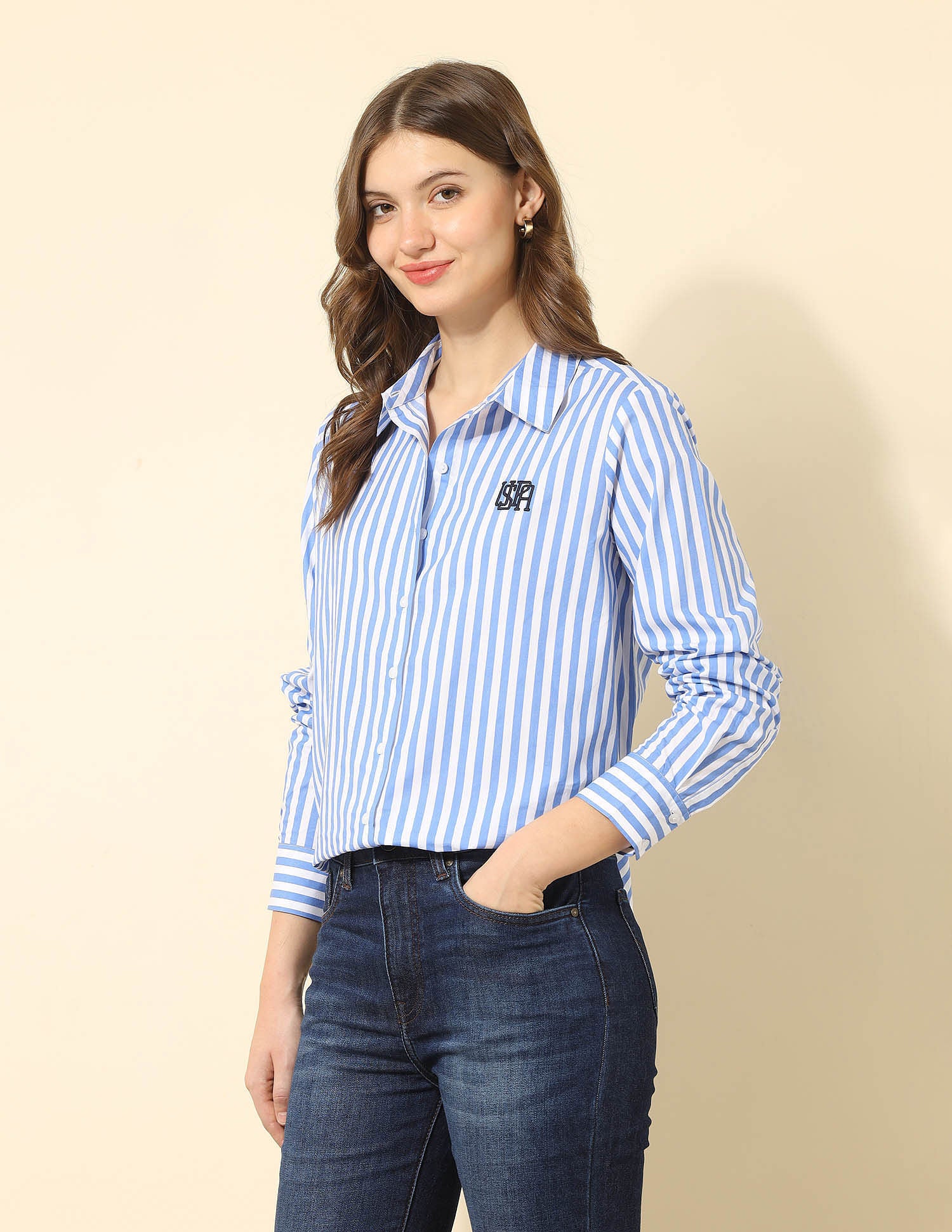 Regular Fit Vertical Striped Shirt Light Blue - U.S. POLO ASSN. | Large