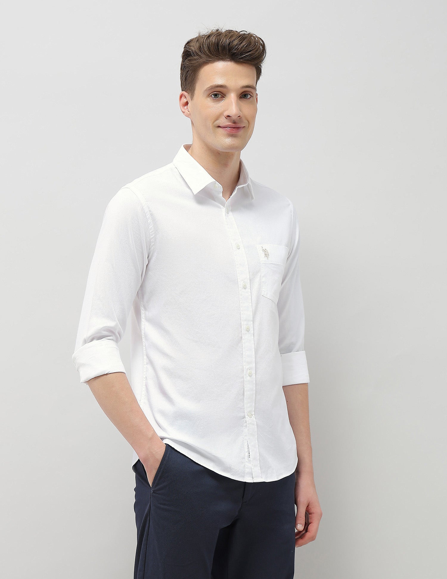 New Port Marina Regular Fit Shirt White - U.S. Polo Assn. India | Large