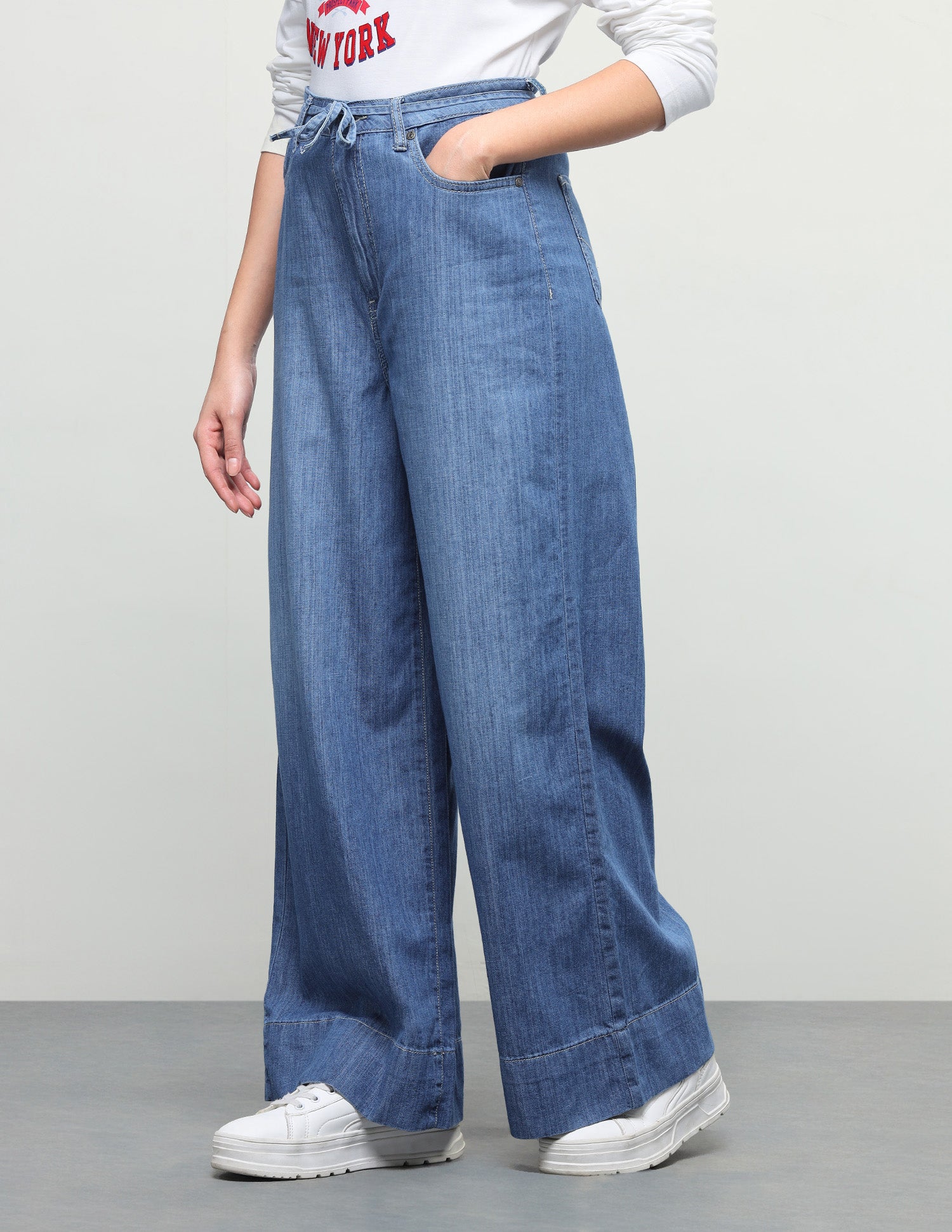 Wide Leg Fit Blue Jeans Blue - U.S. Polo Assn. India | Large