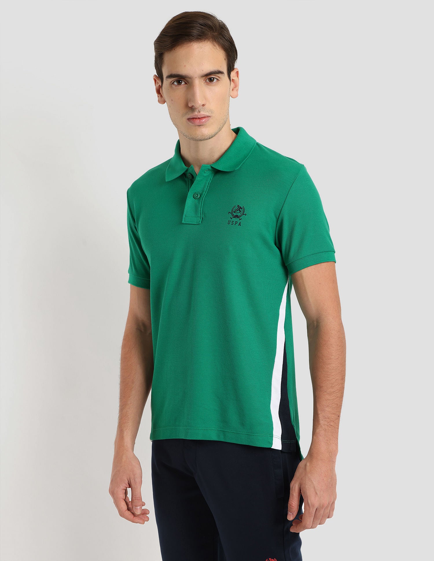 Panelled Athleisure Polo Shirt Green - U.S. Polo Assn. India | Large