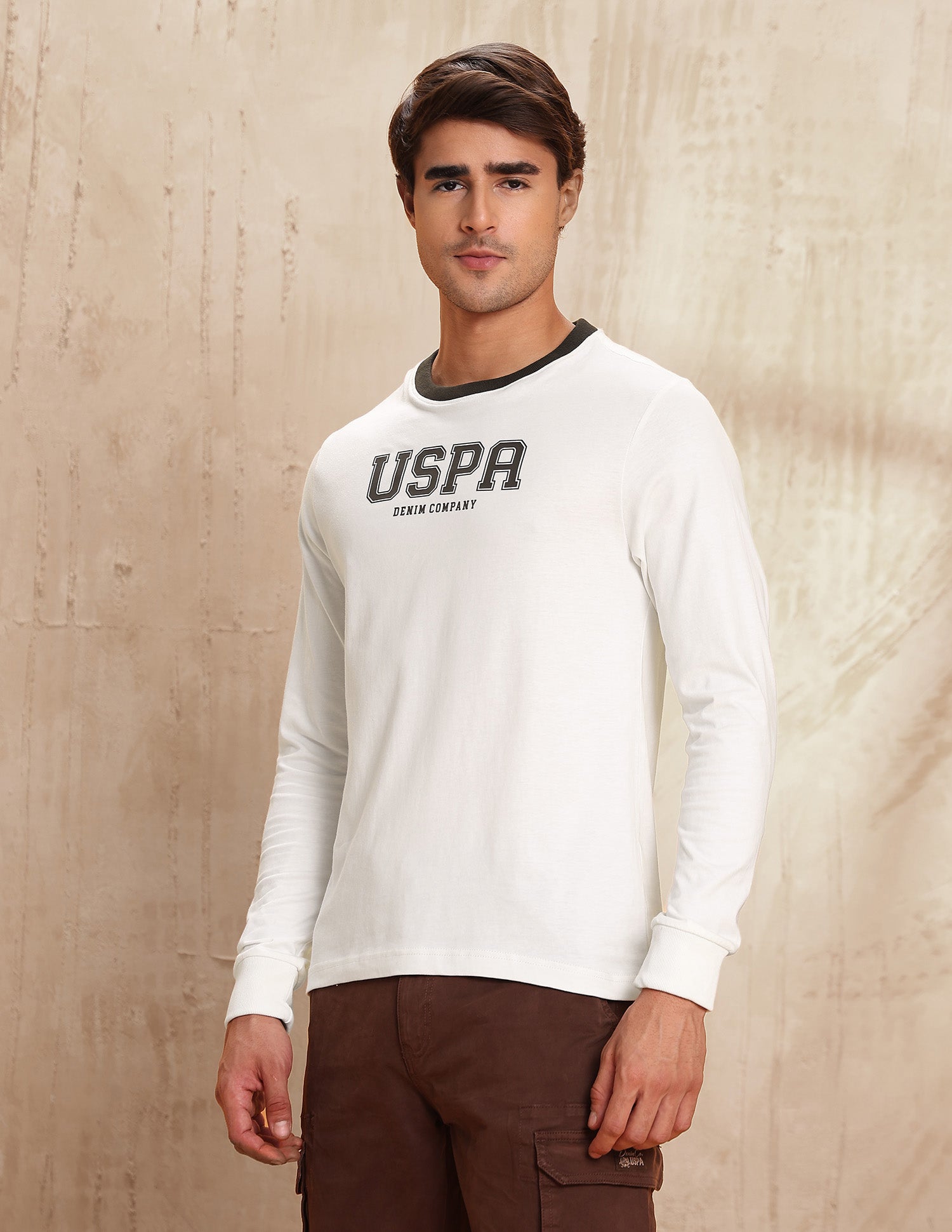 Brand Embossed Pure Cotton T-Shirt Off White - U.S. POLO ASSN. | Large