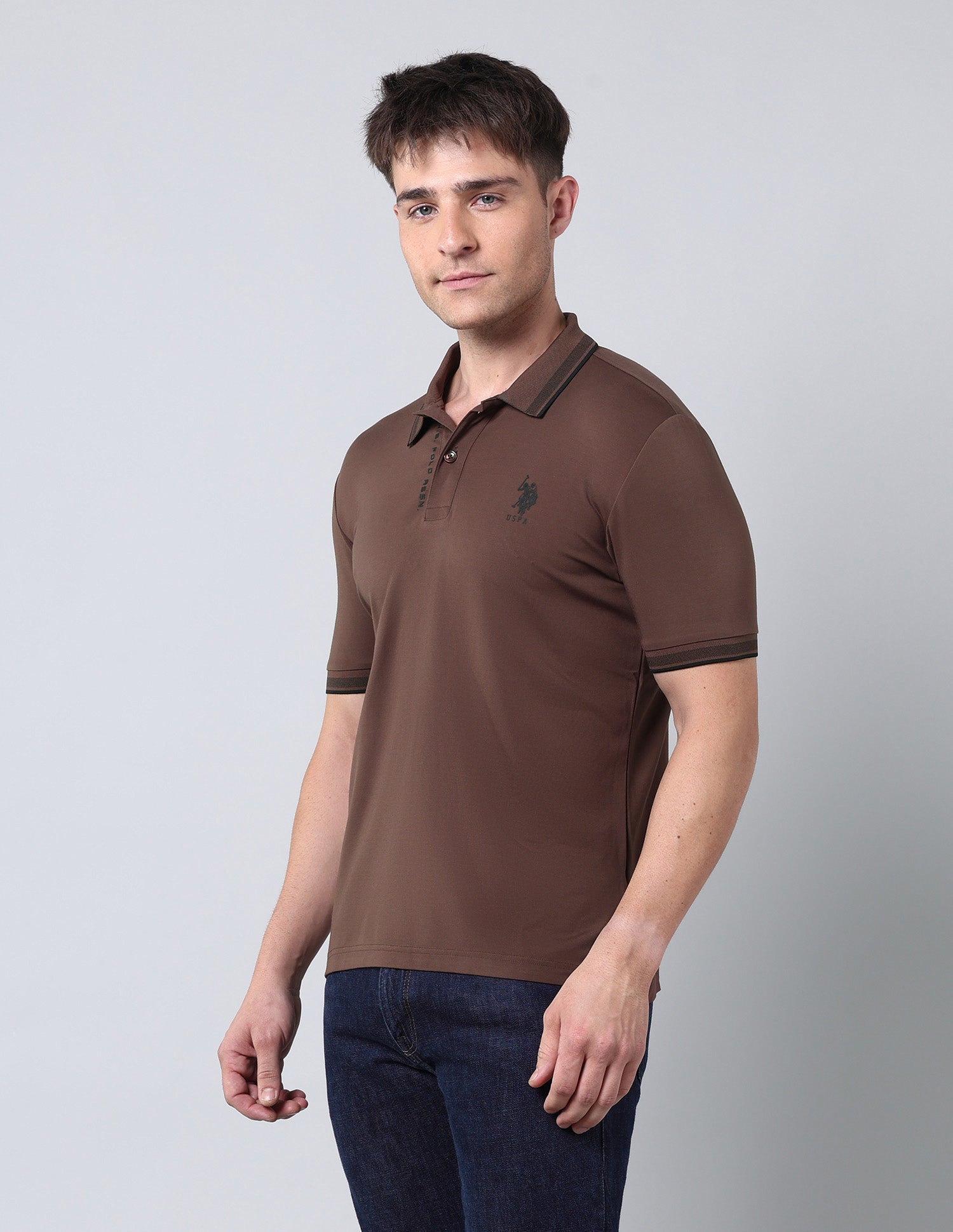 Muscle Fit Solid Black Label Polo Shirt Dark Brown - U.S. Polo Assn. India | Large