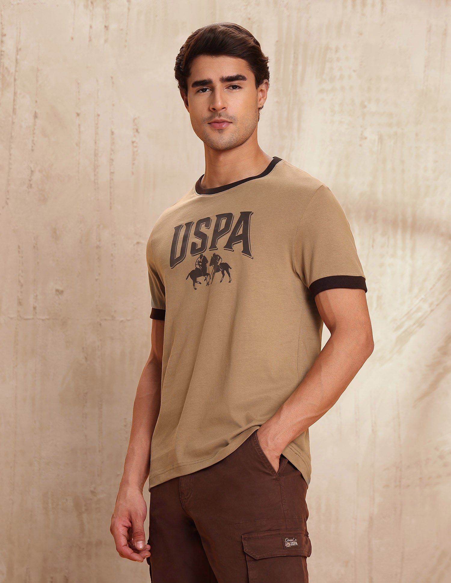 Pure Cotton Brand Printed T-Shirt Khaki - U.S. POLO ASSN. | Large
