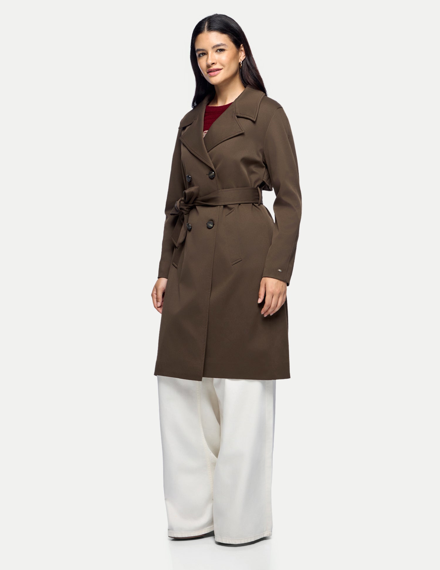 Double Breasted Trench Coat Coffee - U.S. Polo Assn. India | Large
