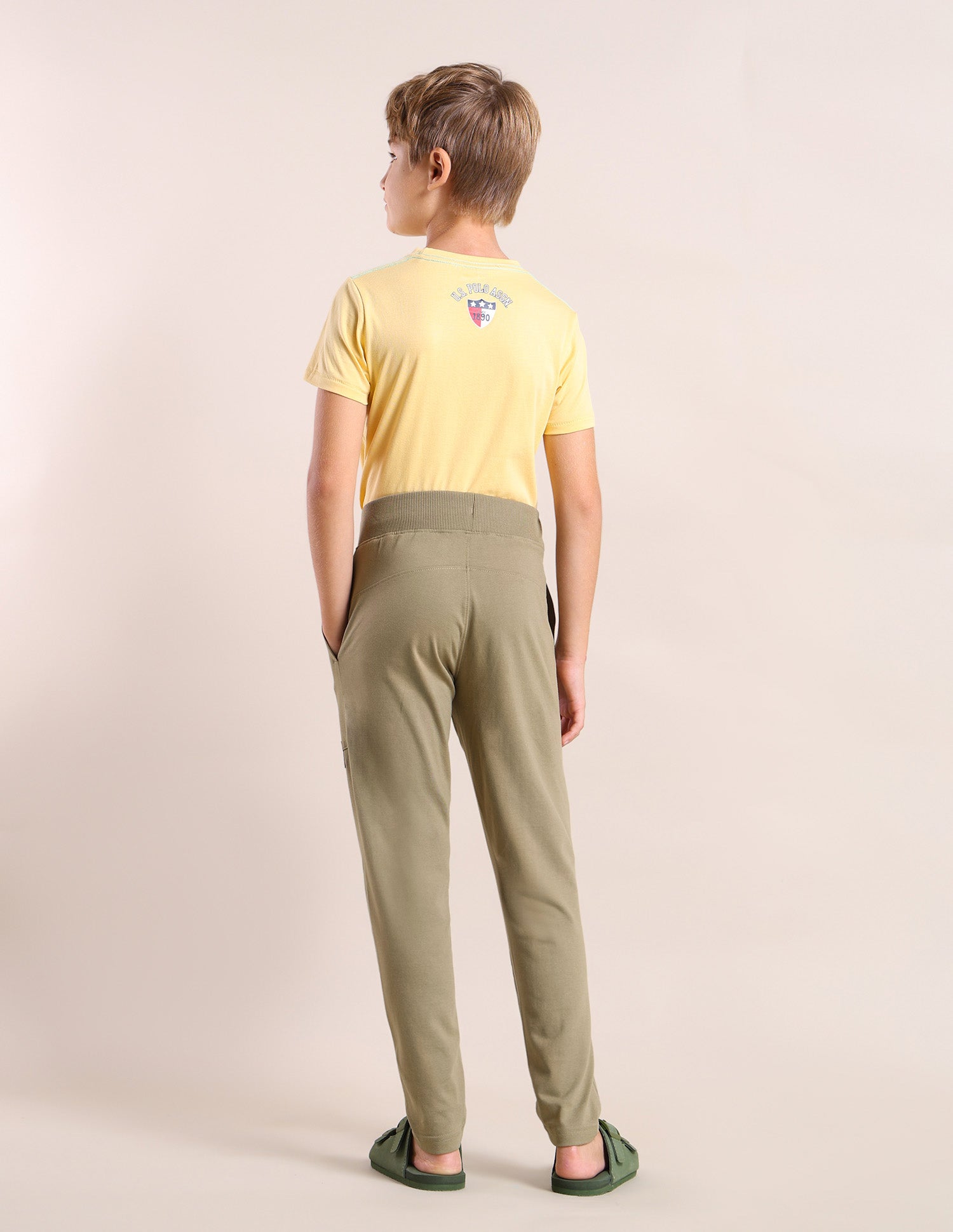 Boys Solid Mid-Rise Track Pants Brown - U.S. POLO ASSN. | Large