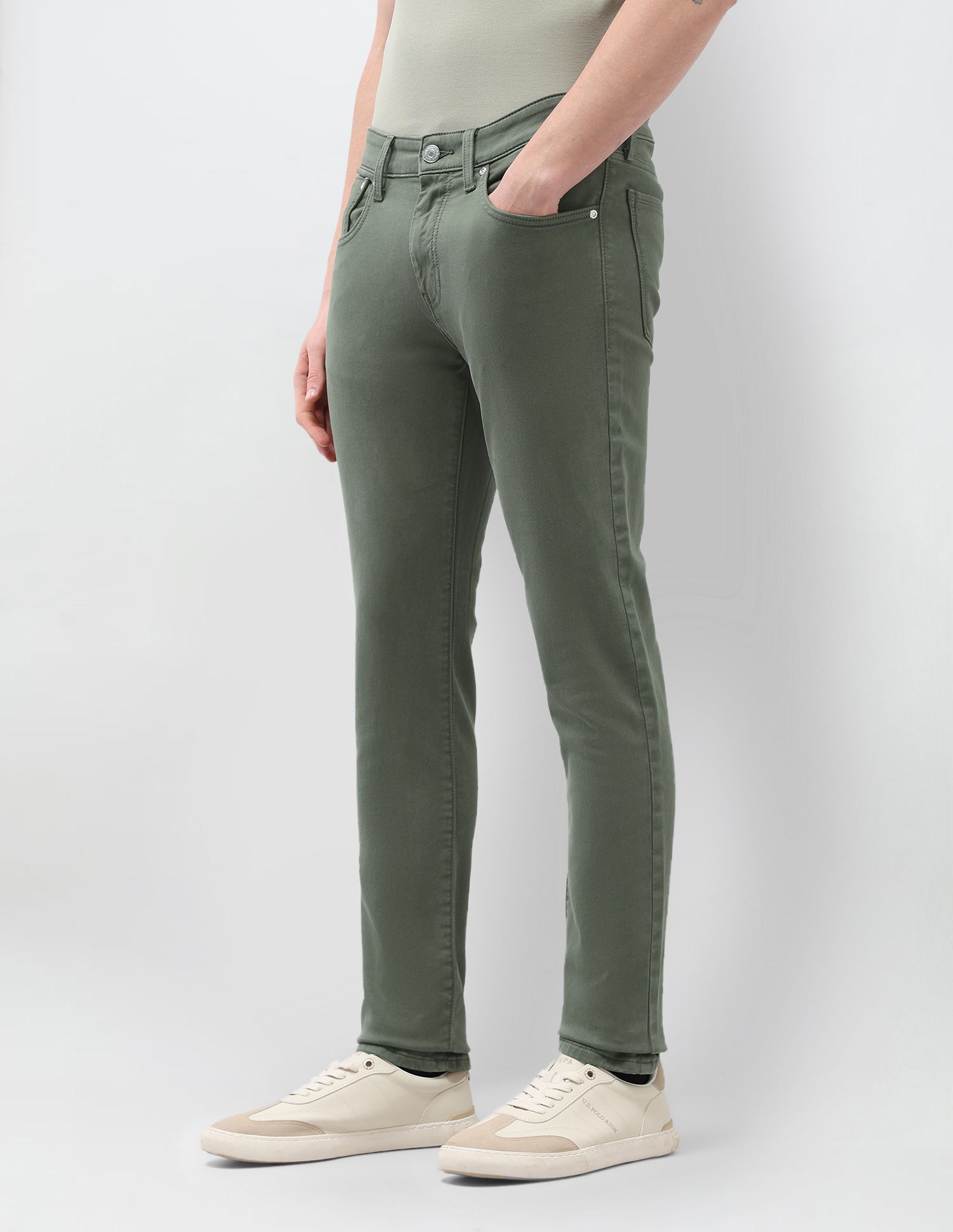 Brandon Slim Tapered Fit Green Jeans Olive - U.S. Polo Assn. India | Large