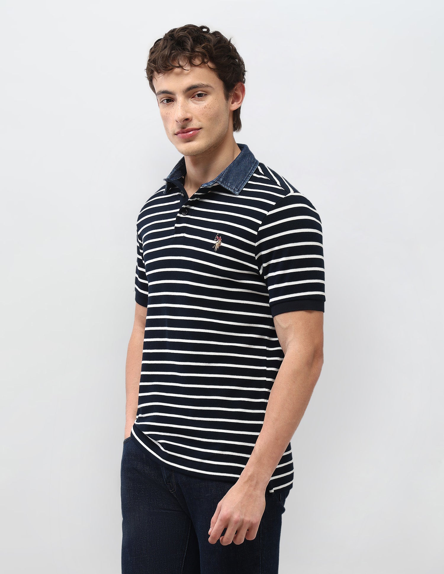 Horizontal Striped Motel On The Coast Polo Shirt Navy - U.S. Polo Assn. India | Large