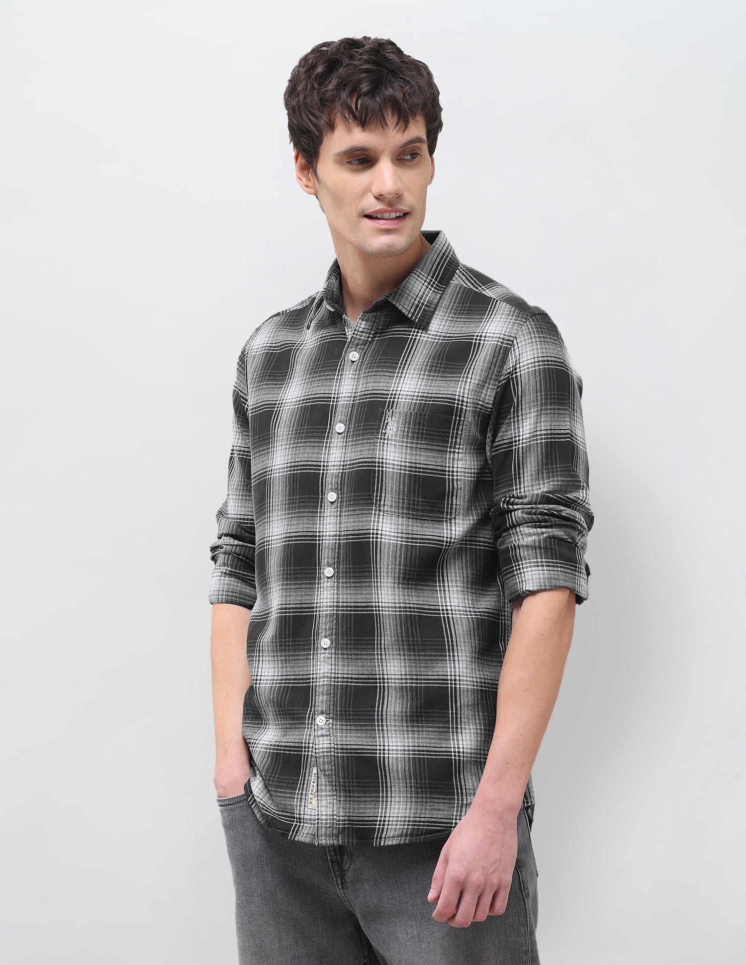 Twill Tartan Checked Shirt Black - U.S. Polo Assn. India | Large