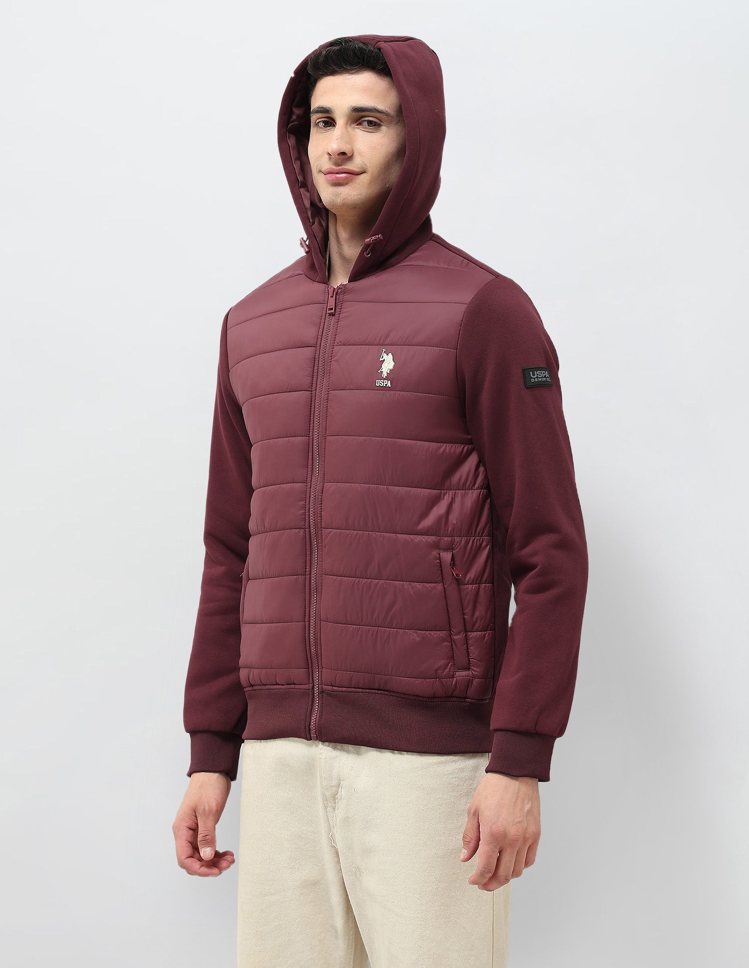 Solid Hooded Puffer Jacket Maroon - U.S. POLO ASSN. | Large