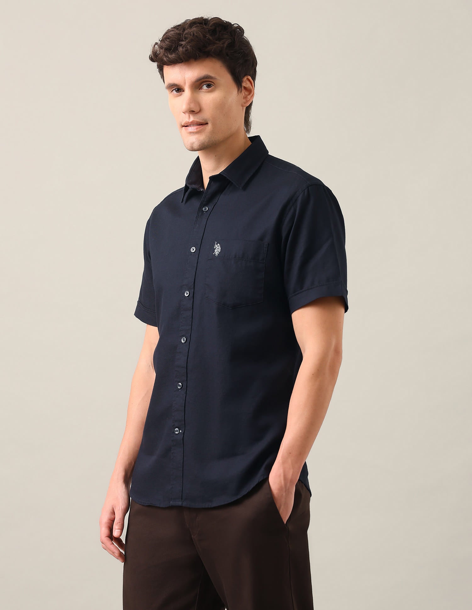 Solid Tailored Fit Shirt Blue - U.S. Polo Assn. India | Large