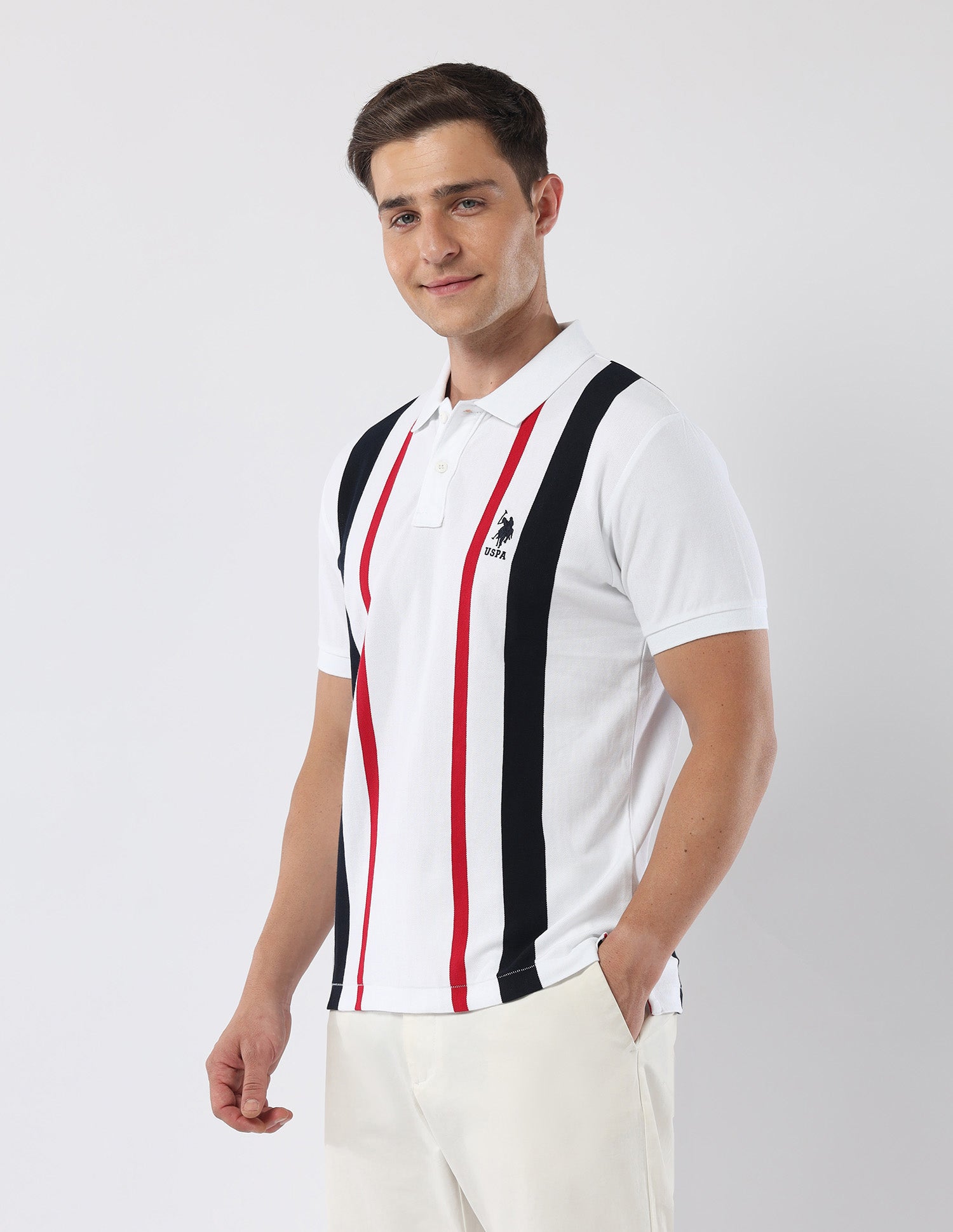 Vertical Striped 135 Anniversary Polo Shirt White - U.S. Polo Assn. India | Large