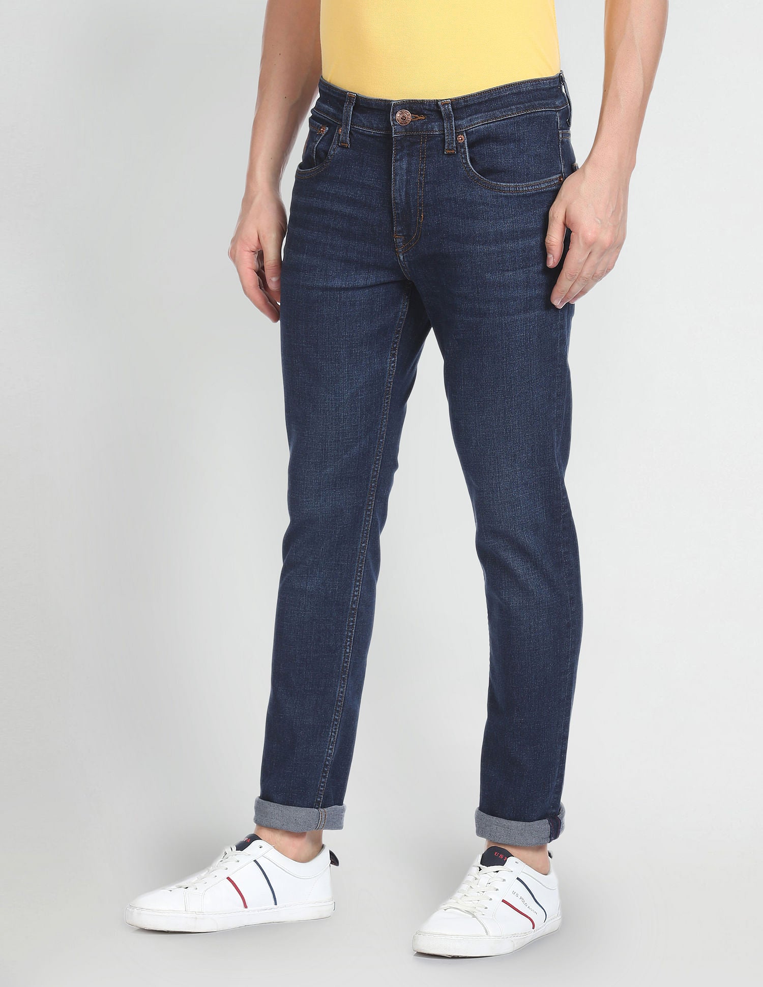 Mid Rise Brandon Slim Tapered Fit Jeans Dark Blue - U.S. Polo Assn. India | Large