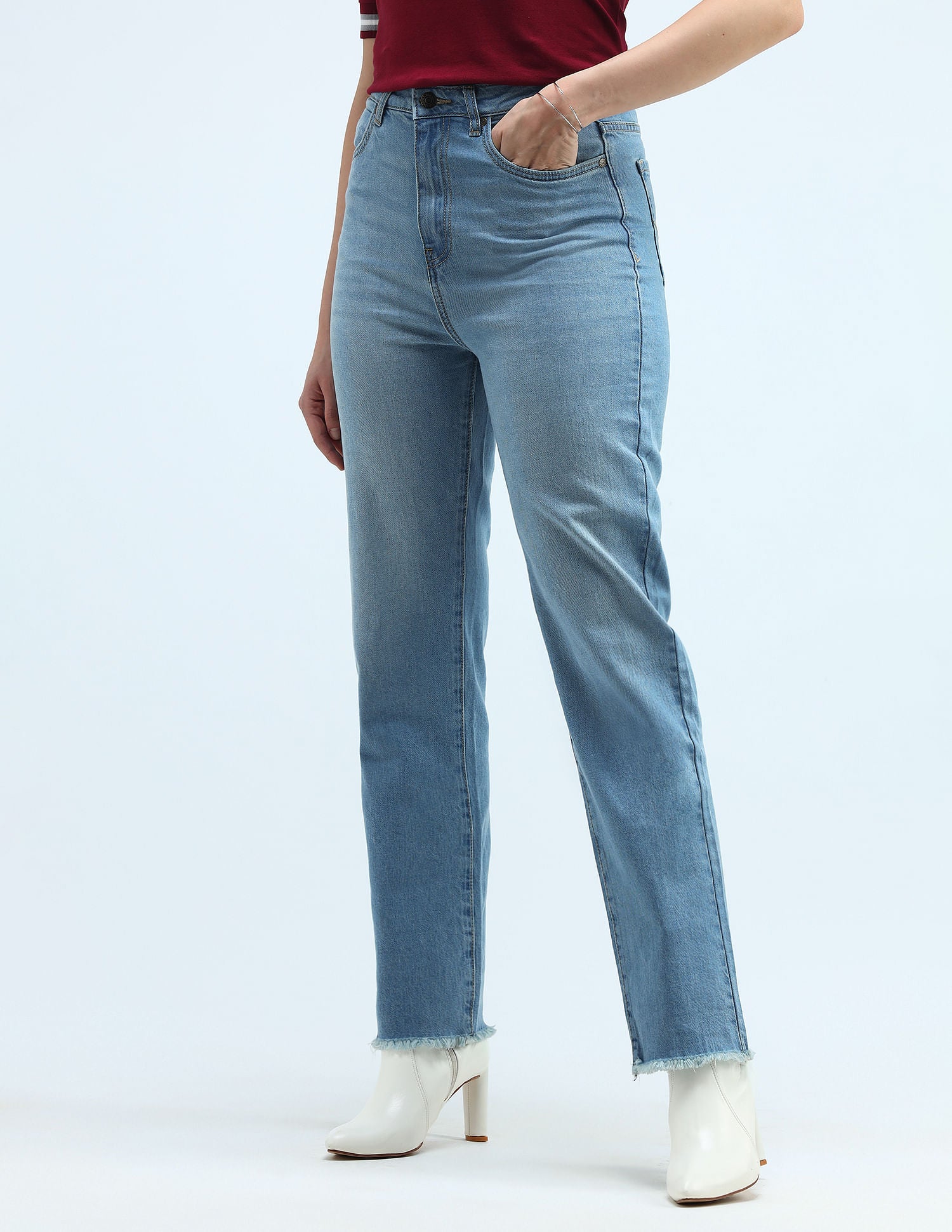 High Rise Straight Fit Jeans Light Blue - U.S. POLO ASSN. | Large