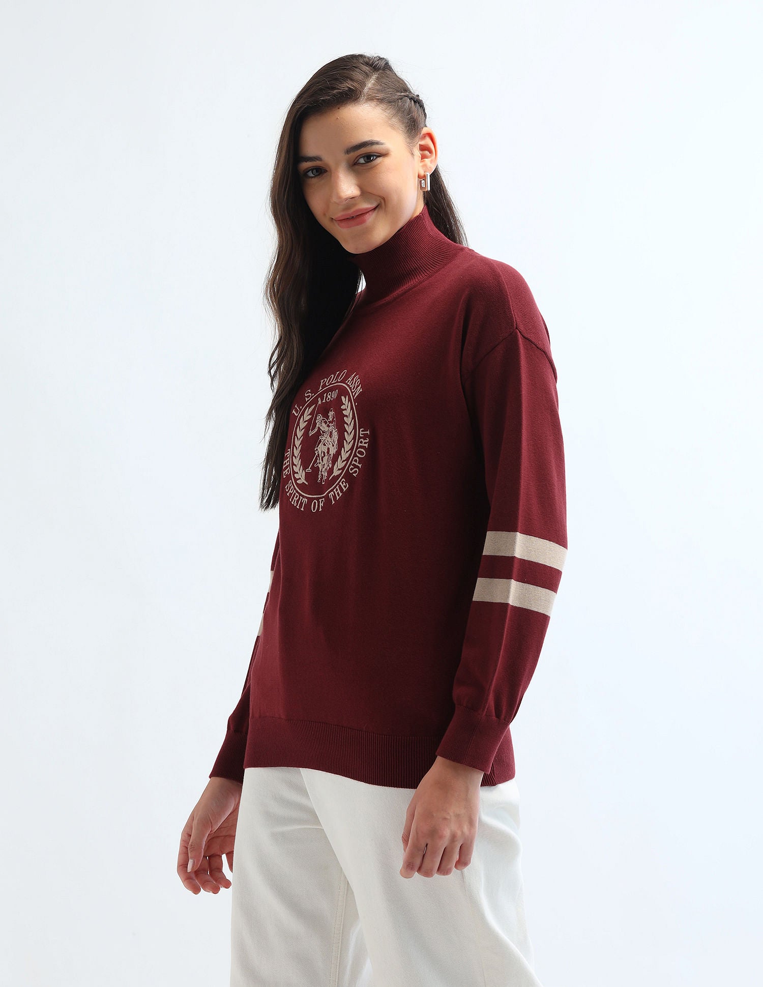 Crest Logo High Neck Sweater Red - U.S. Polo Assn. India | Large