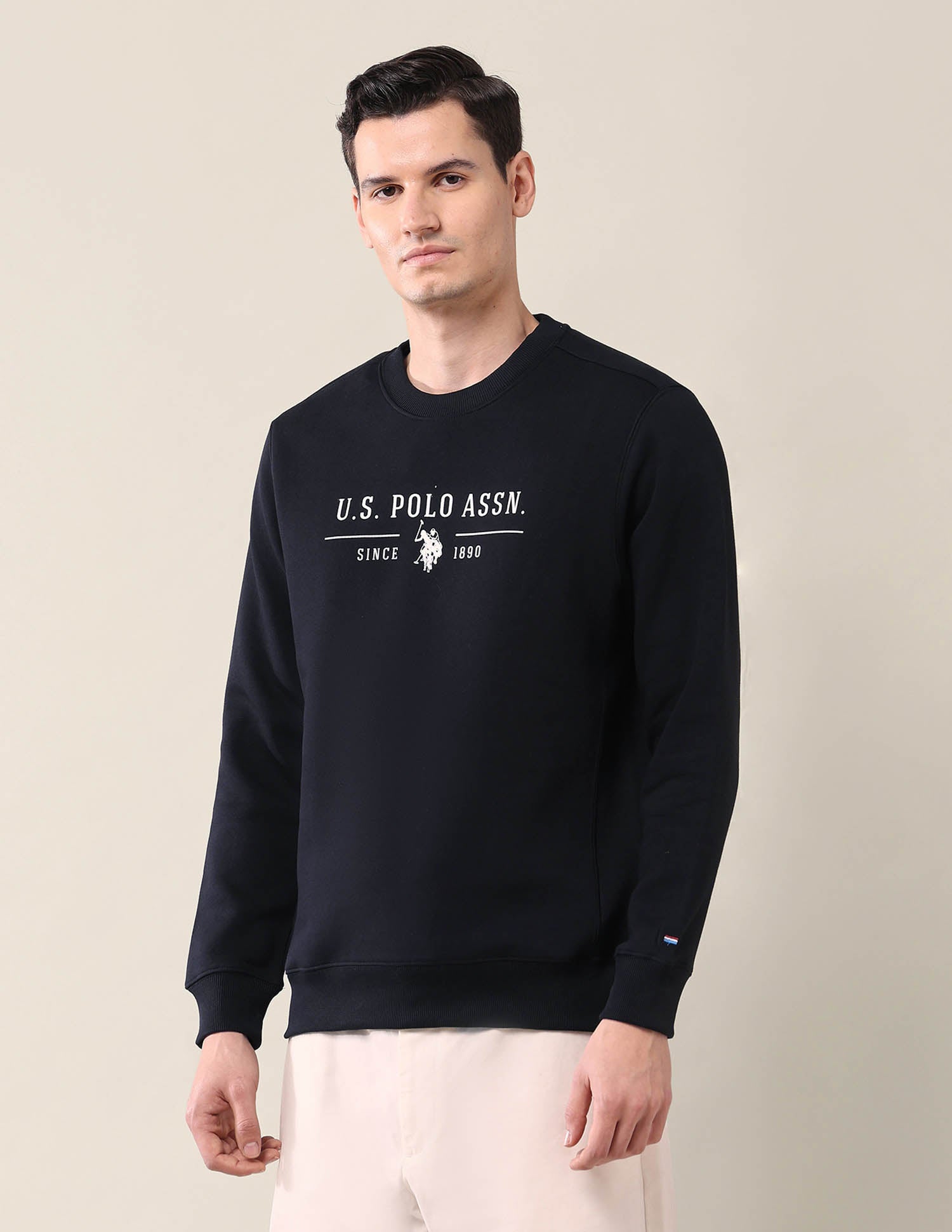 Brand Printed Regular Fit Sweatshirt Black - U.S. POLO ASSN. | Large