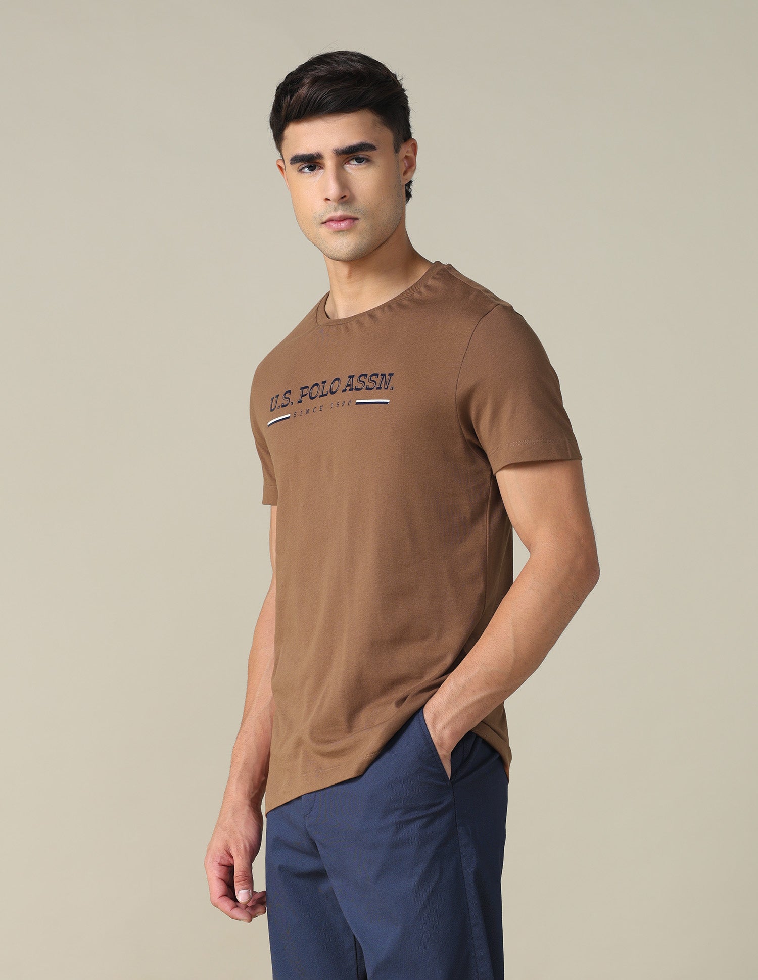Regular Fit Solid T-shirt Brown - U.S. POLO ASSN. | Large