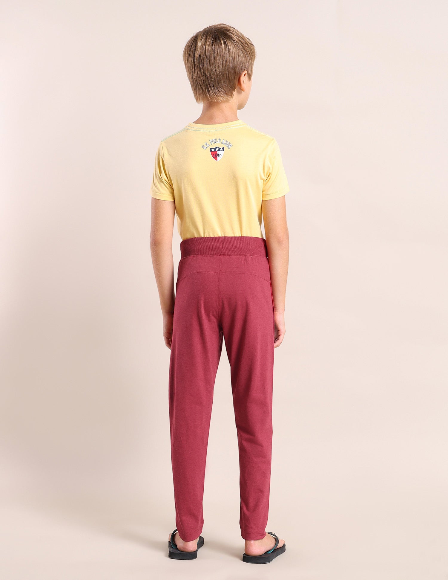 Boys Solid Mid-Rise Track Pants Red - U.S. POLO ASSN. | Large