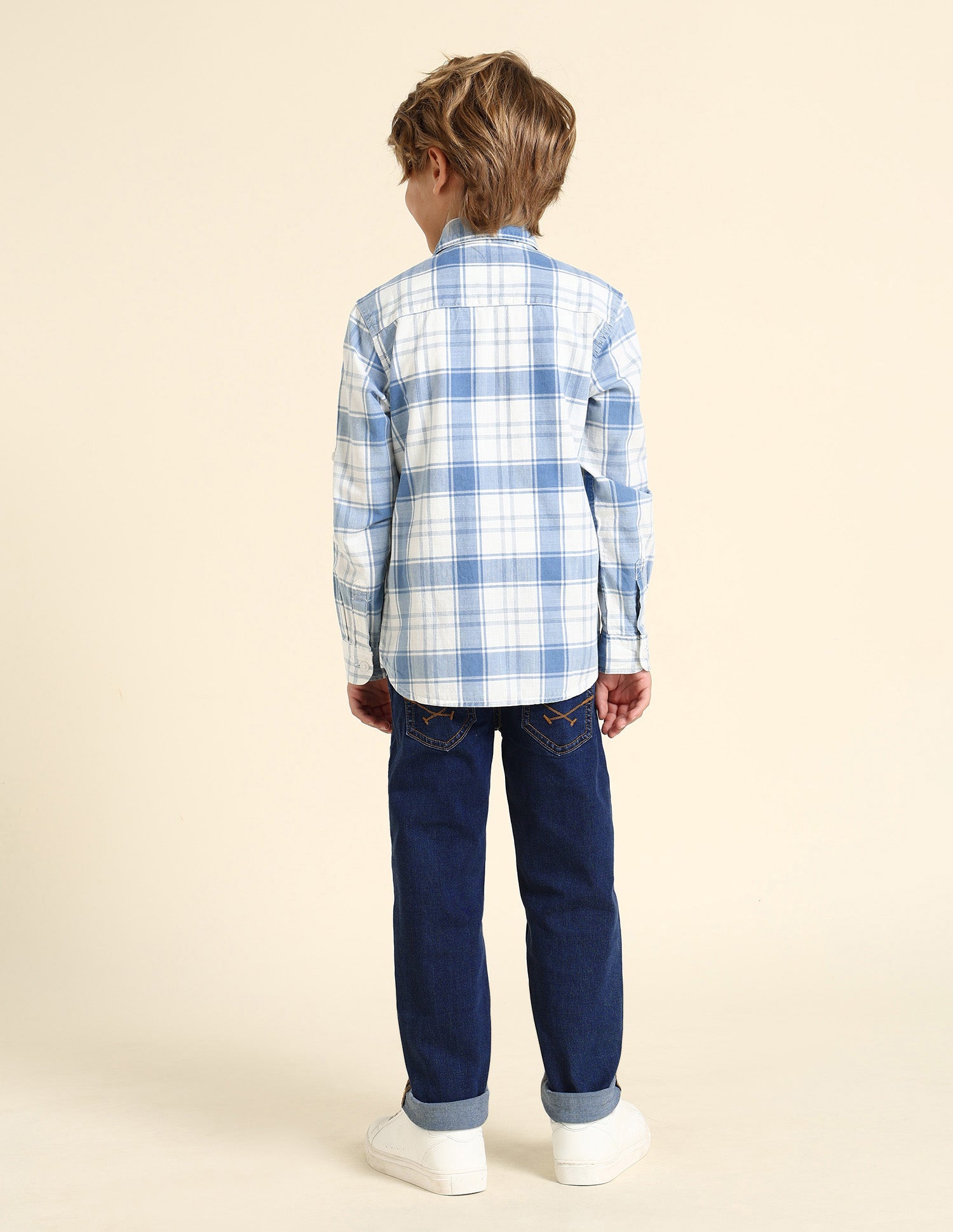 Boys Tartan Checked Regular Fit Shirt Blue - U.S. POLO ASSN. | Large