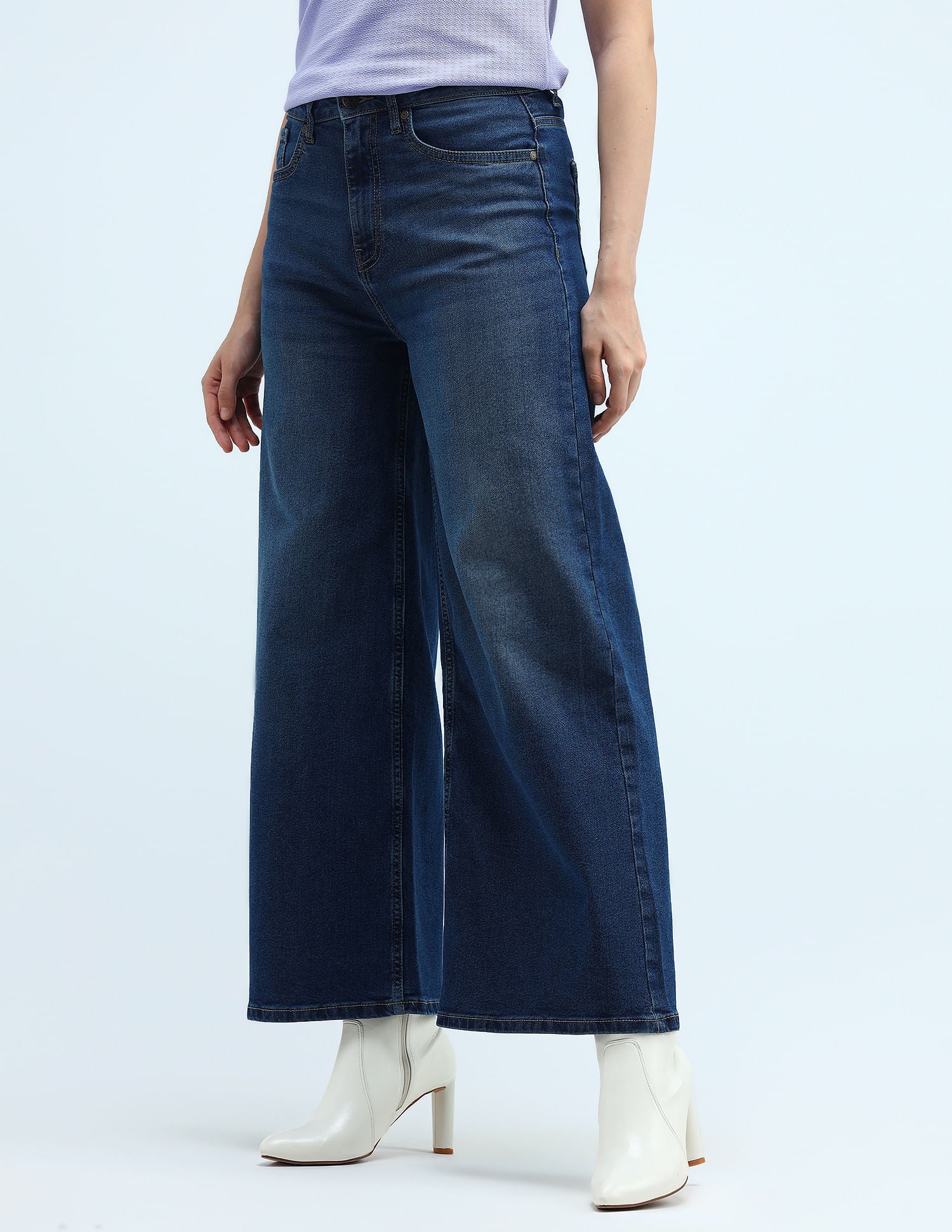 High Rise Ultra Wide Leg Jeans Dark Blue - U.S. Polo Assn. India | Large