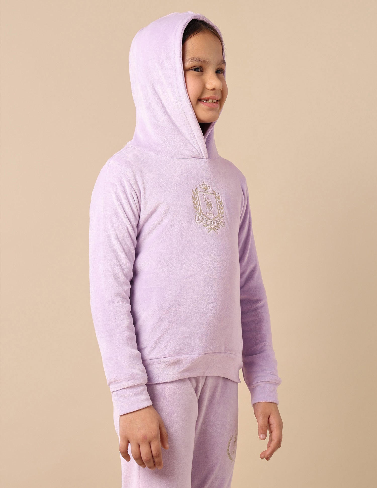 Girls Embroidered Logo Hooded Sweatshirt Light Purple - U.S. POLO ASSN. | Large