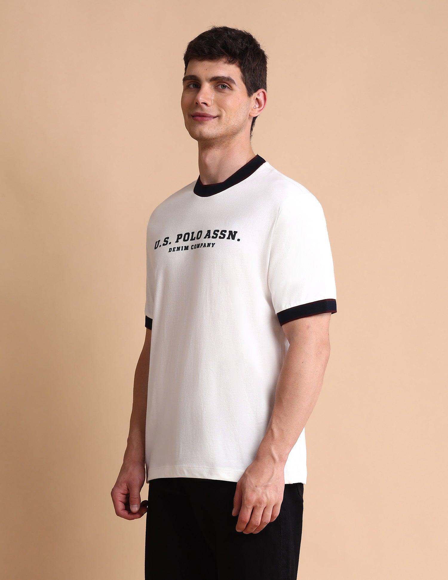 Pure Cotton Muscle Fit T-Shirt Ivory - U.S. POLO ASSN. | Large