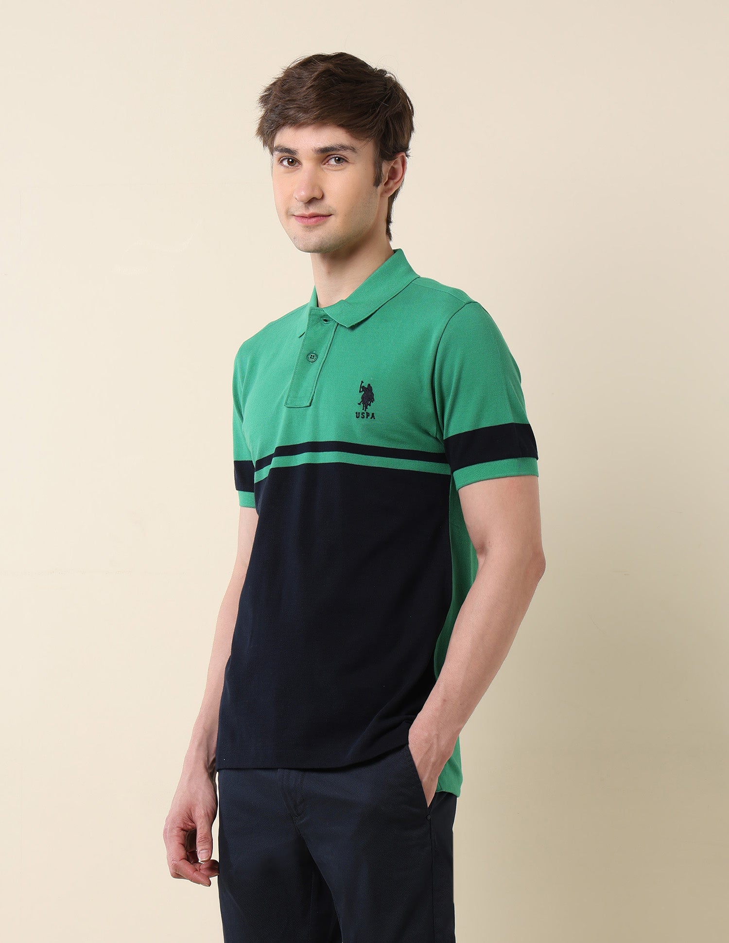 Colourblocked Classic Polo Shirt Green - U.S. POLO ASSN. | Large