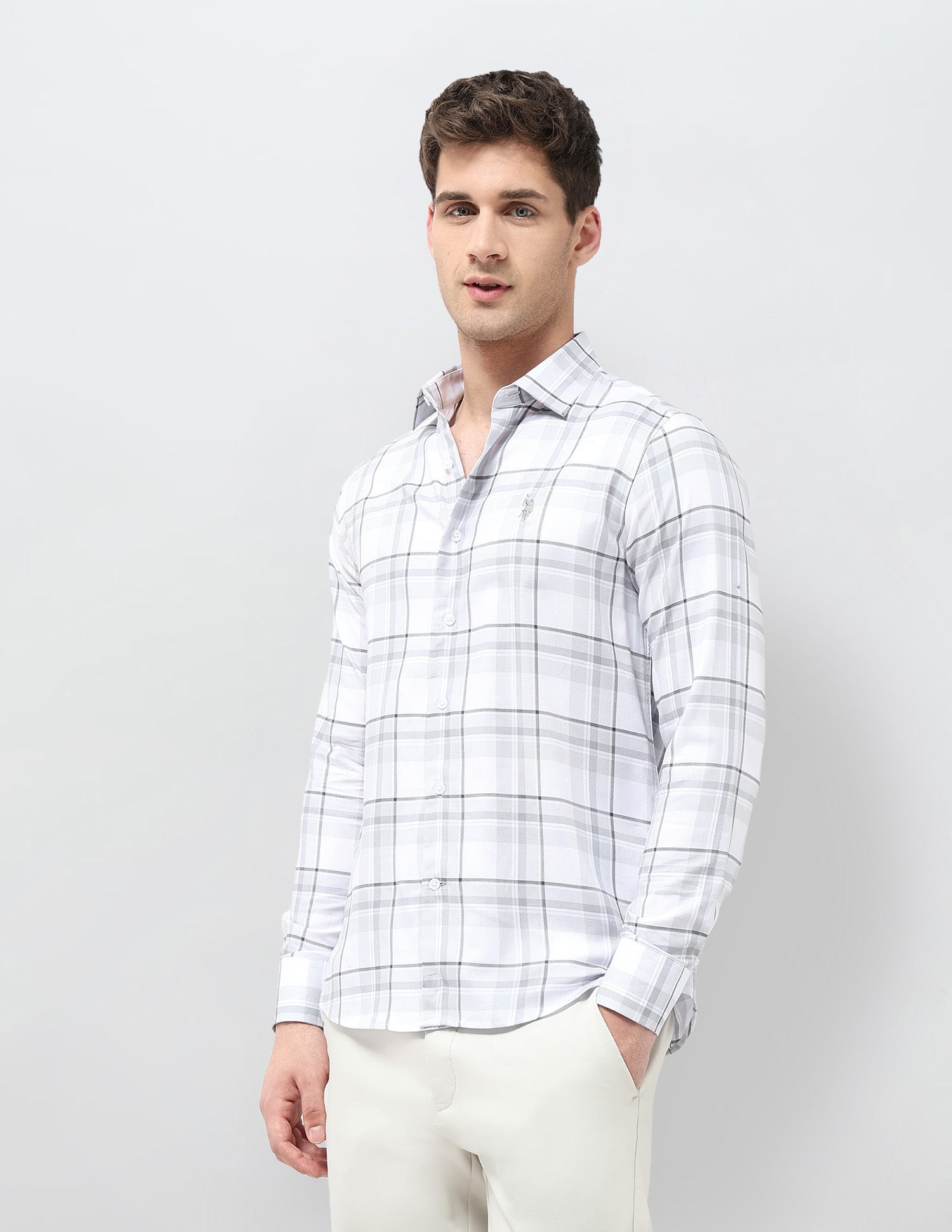 Twill Tailored Fit Shirt Grey - U.S. POLO ASSN. | Large