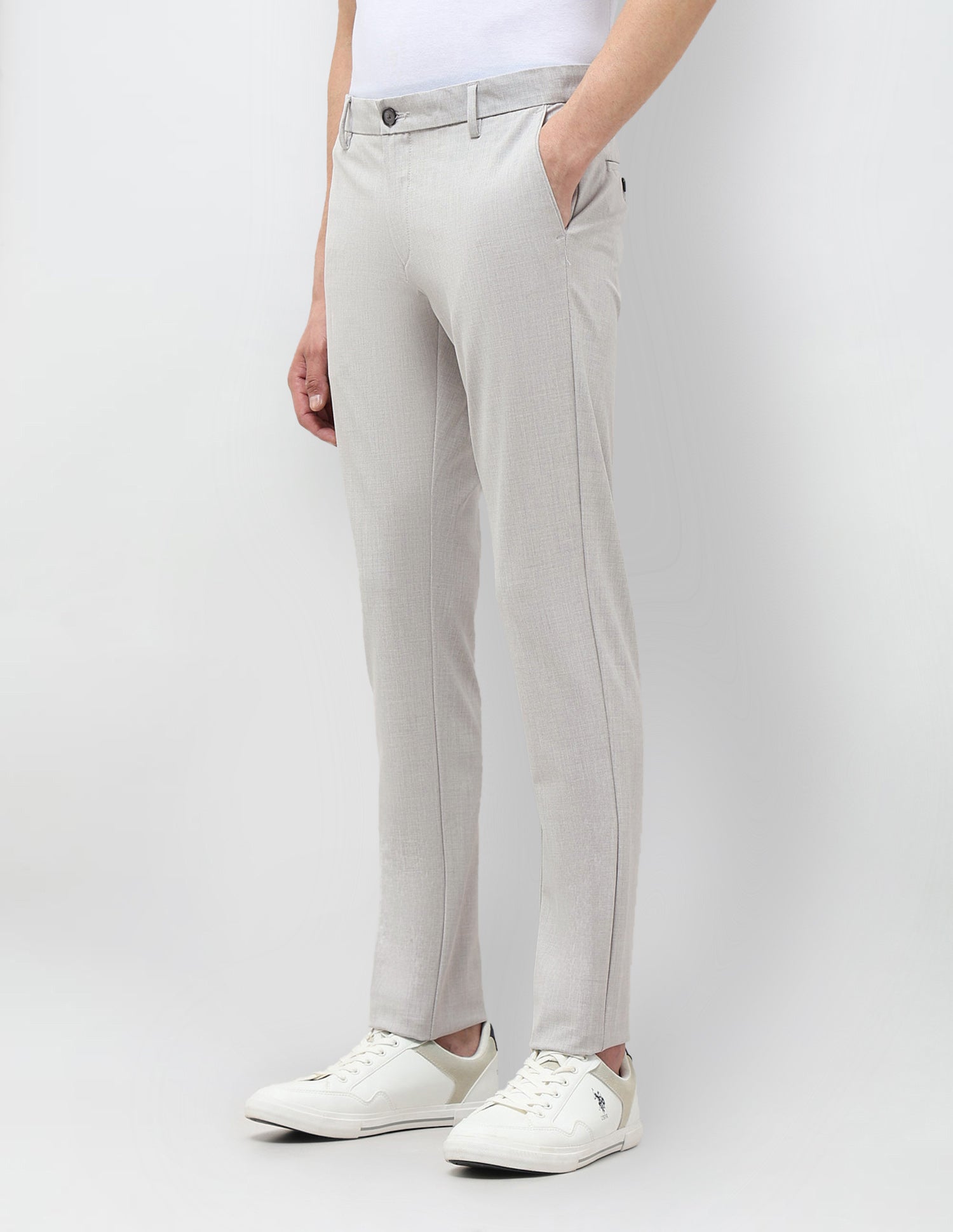 Heathered Slim Fit Trousers Light Grey - U.S. POLO ASSN. | Large