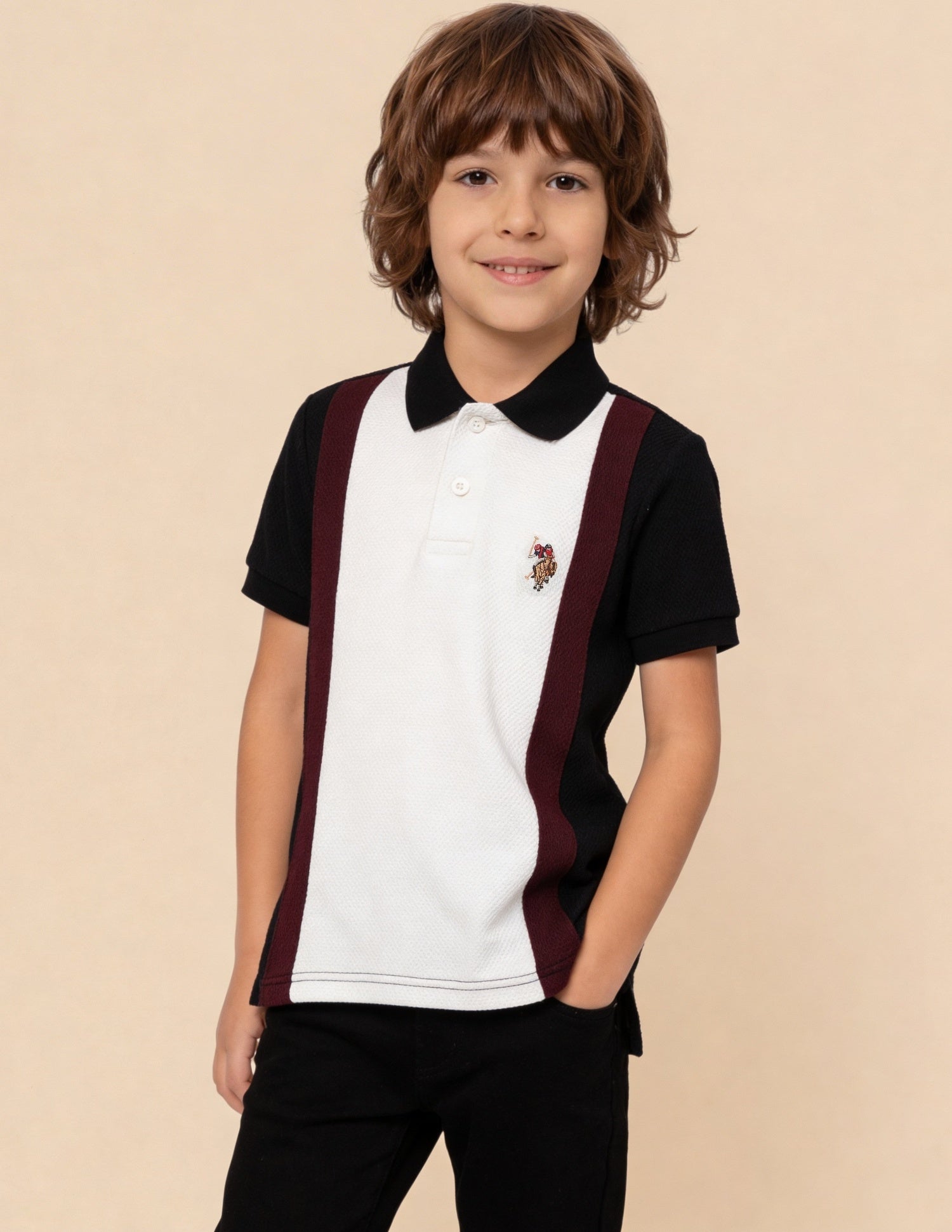 Colour Blocked Regular Fit Polo Shirt Black - U.S. Polo Assn. India | Large