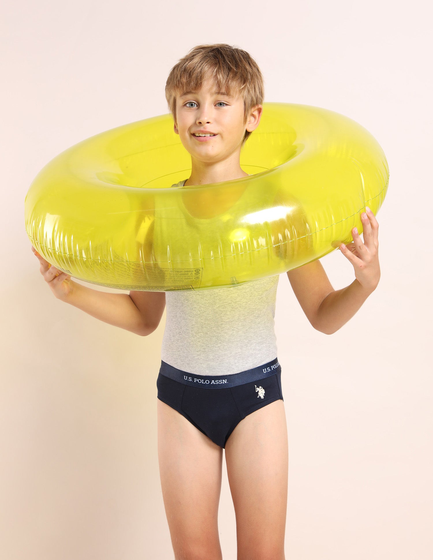 Boys Mid Rise Cotton Spandex Briefs - Pack Of 3 Navy, Green and Navy - U.S. POLO ASSN. | Large