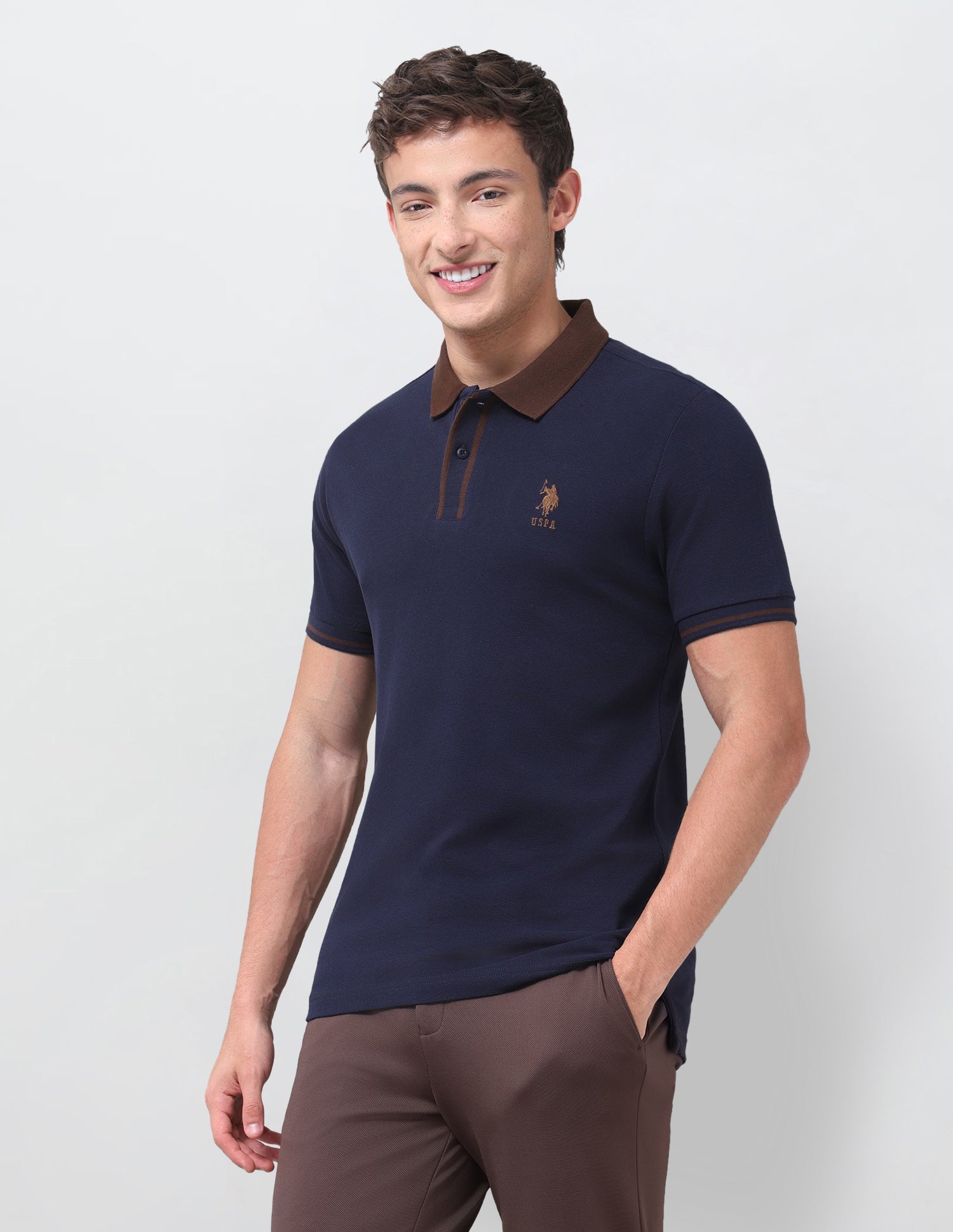 Solid Regular Fit Polo Shirt Navy - U.S. Polo Assn. India | Large