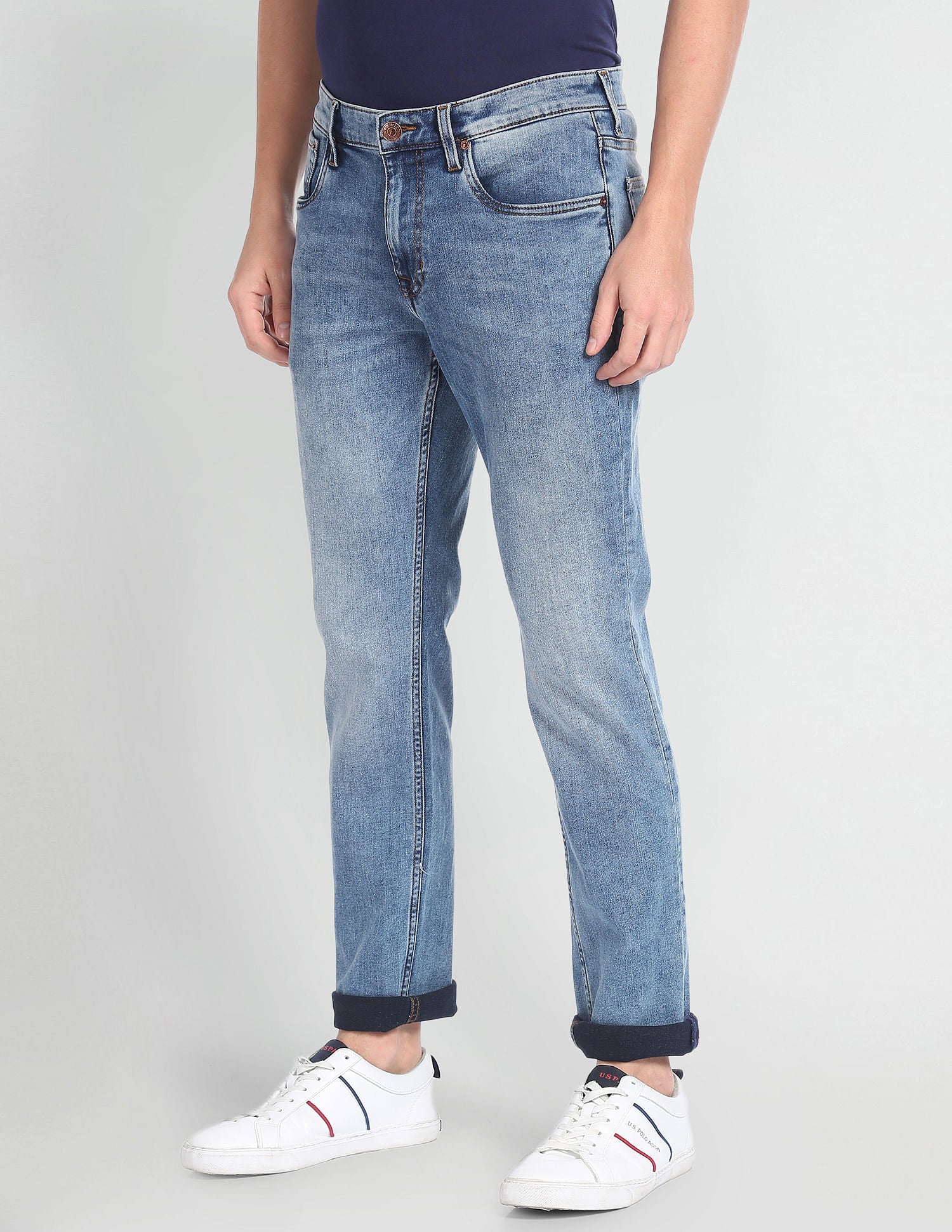 Brandon Slim Tapered Stone Wash Jeans Blue - U.S. POLO ASSN. | Large