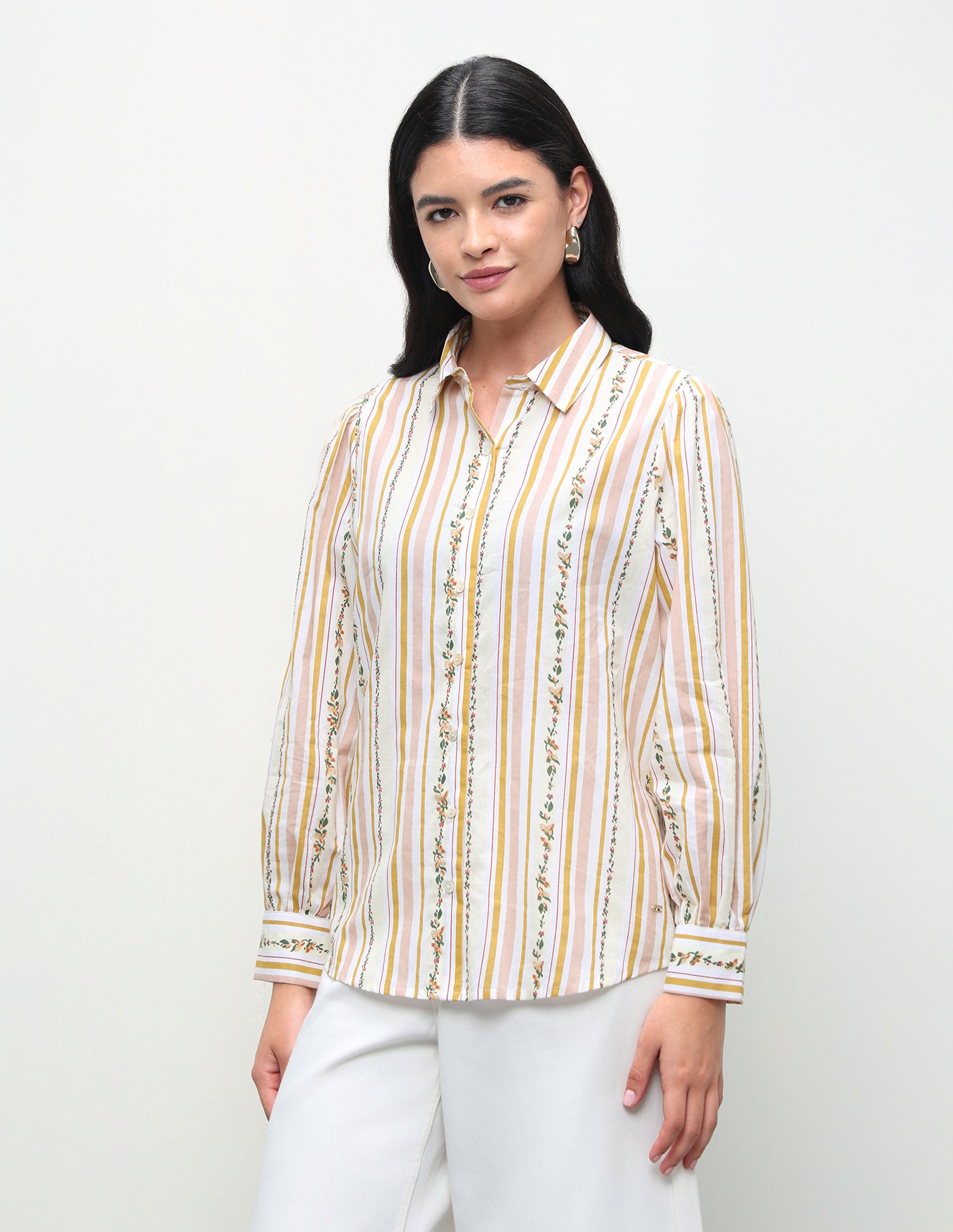 Floral Printed Regular Fit Shirt White - U.S. Polo Assn. India | Large
