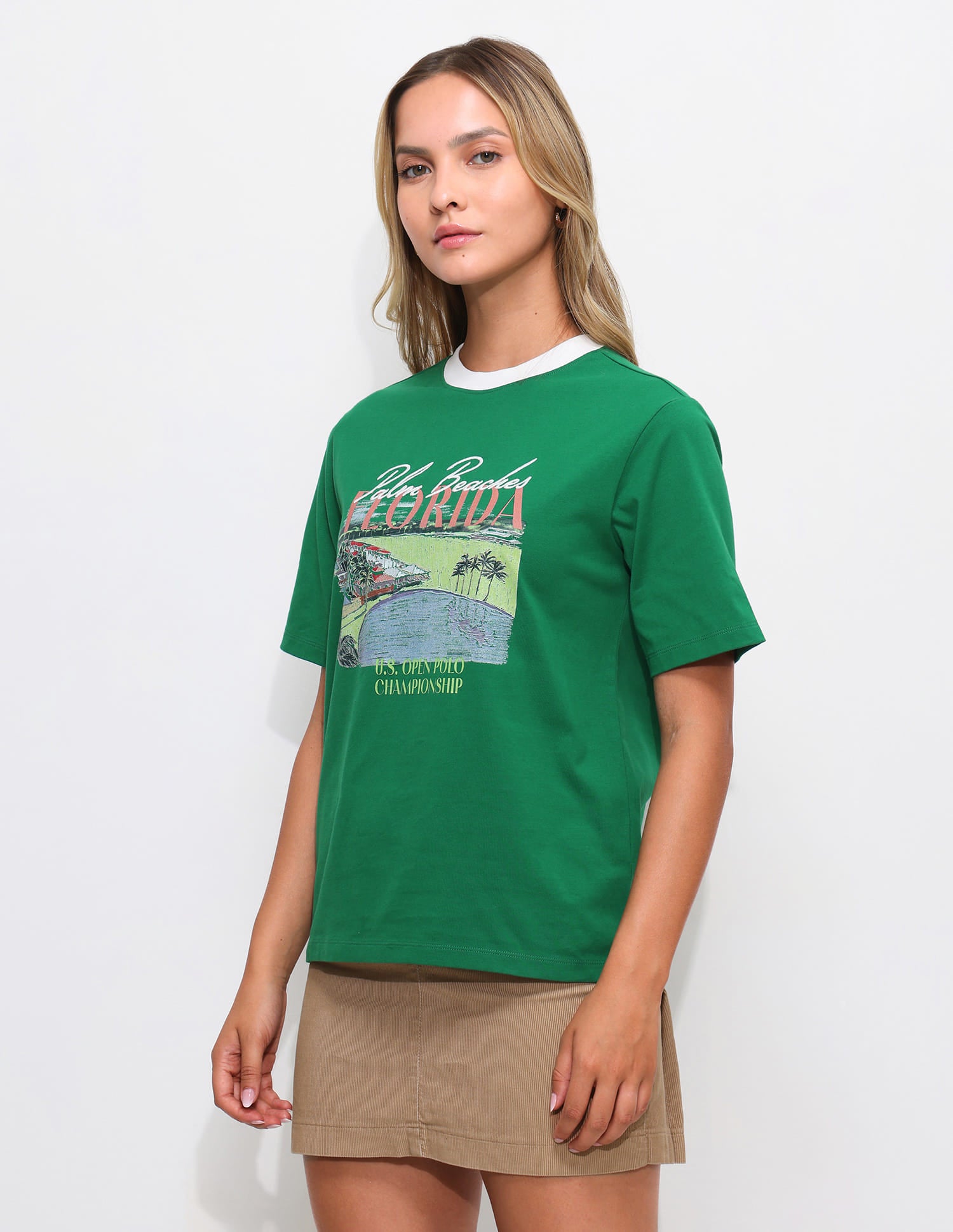 Graphic Printed Boxy T-shirt Green - U.S. Polo Assn. India | Large