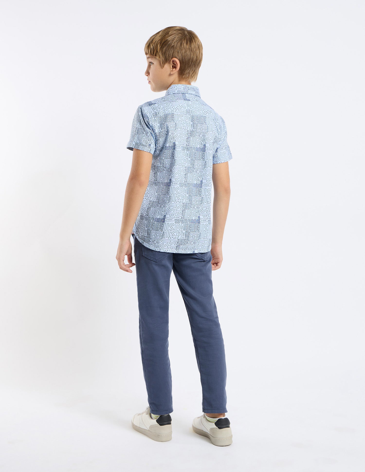 Boys Brand Printed Regular Fit Shirt Light Blue - U.S. POLO ASSN. | Large