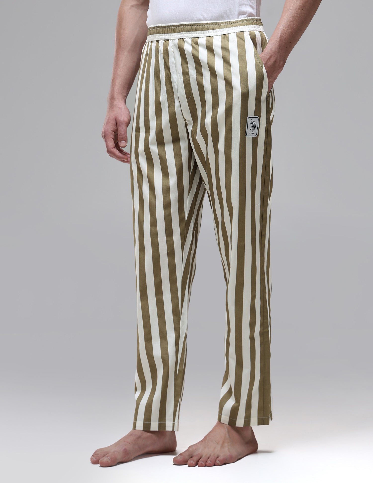 Vertical Striped Mid Rise OELP1 Lounge Pants Elmwood - U.S. Polo Assn. India | Large