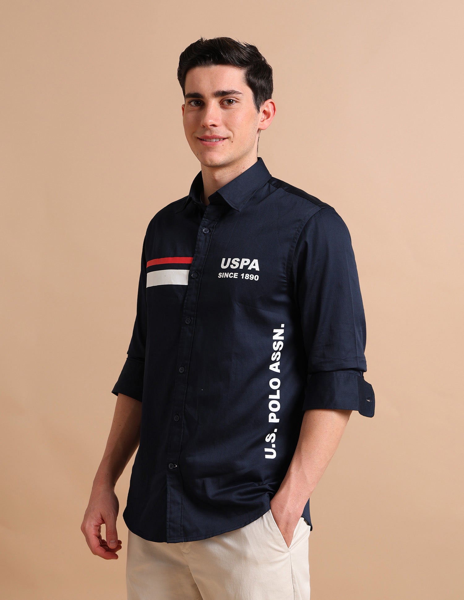 Mixed Logo Shirt Navy - U.S. POLO ASSN. | Large