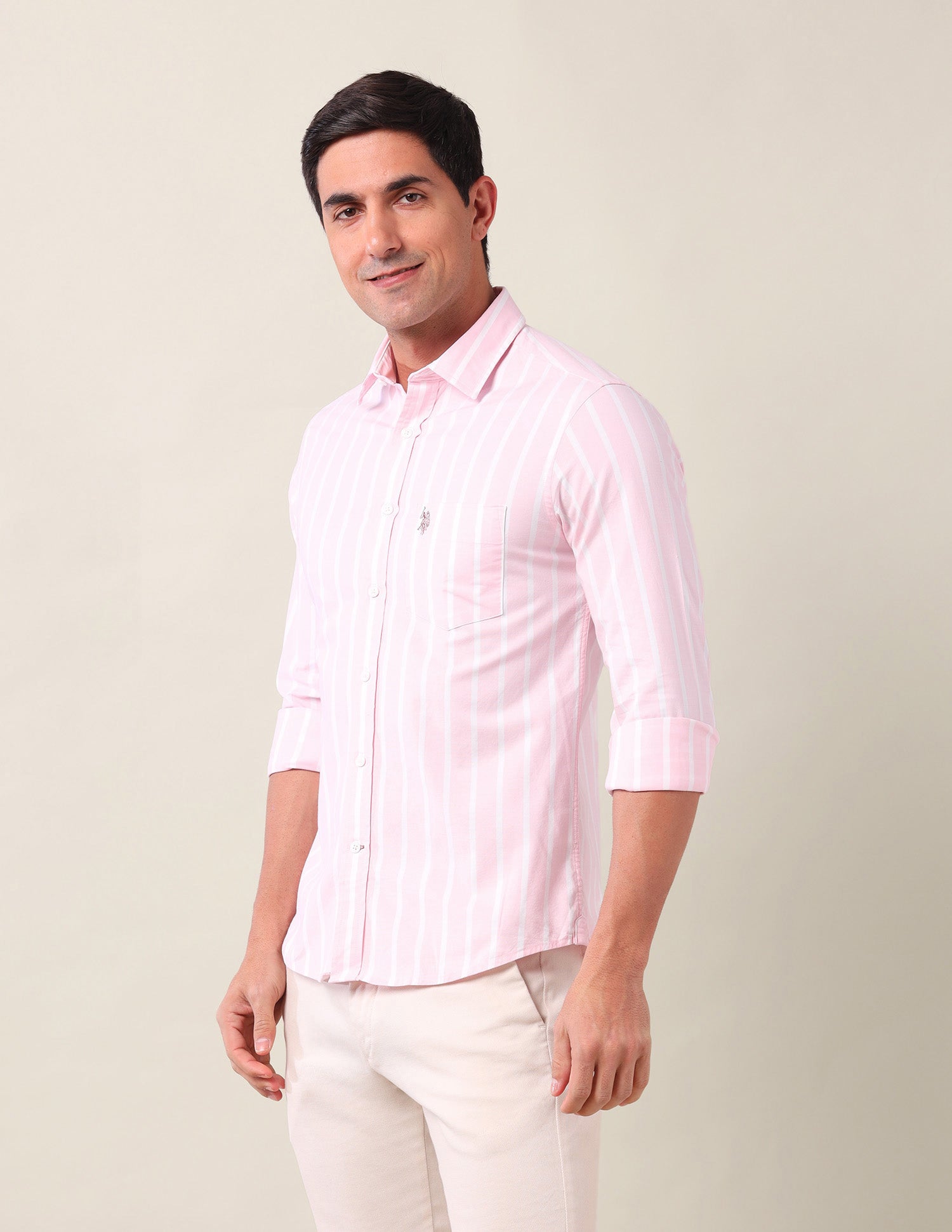 Vertical Striped Tailored Fit Shirt Pink - U.S. Polo Assn. India | Large
