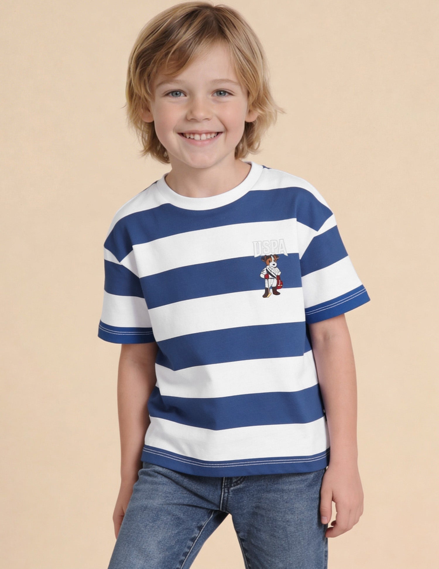 Horizontal Striped Oversized Fit T-Shirt Blue - U.S. Polo Assn. India | Large