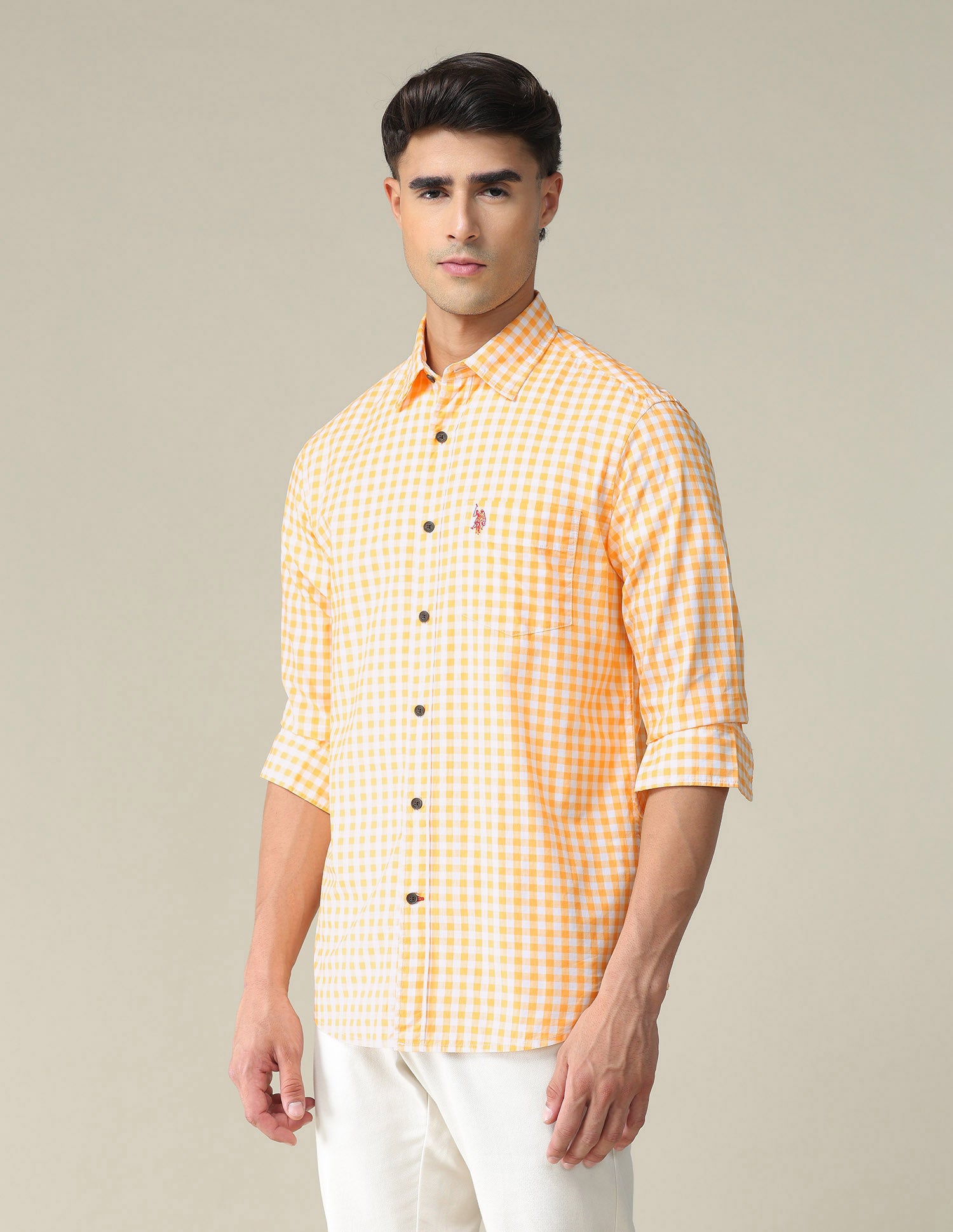 Gingham Twill Shirt Yellow - U.S. POLO ASSN. | Large