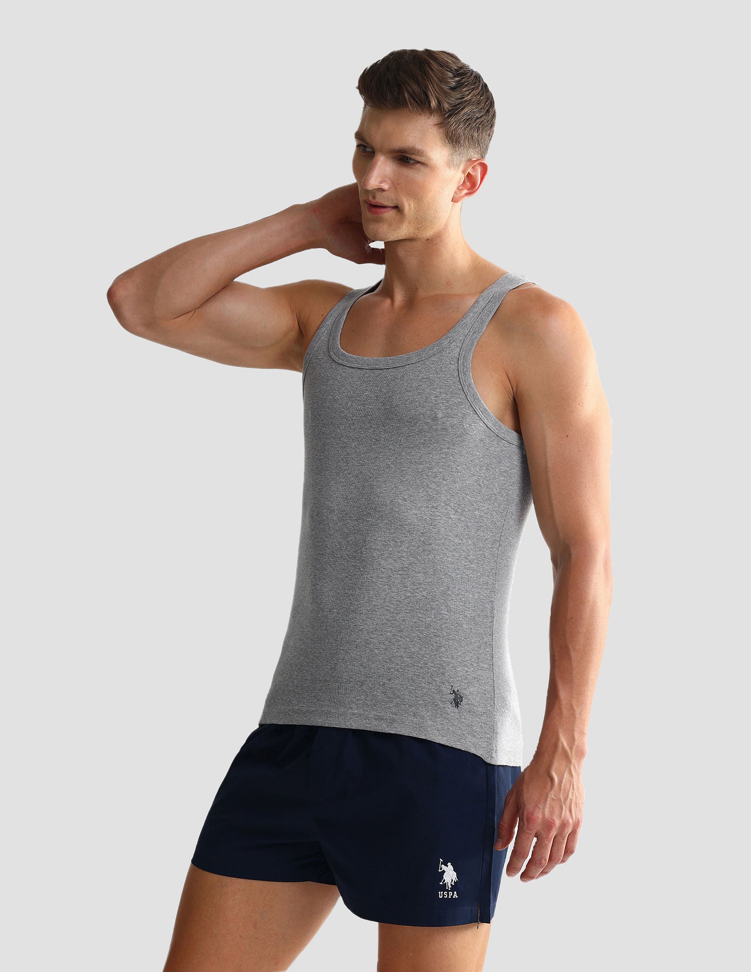 Pure Cotton EV006 Vest - Pack Of 2 Grey Melange - U.S. POLO ASSN. | Large