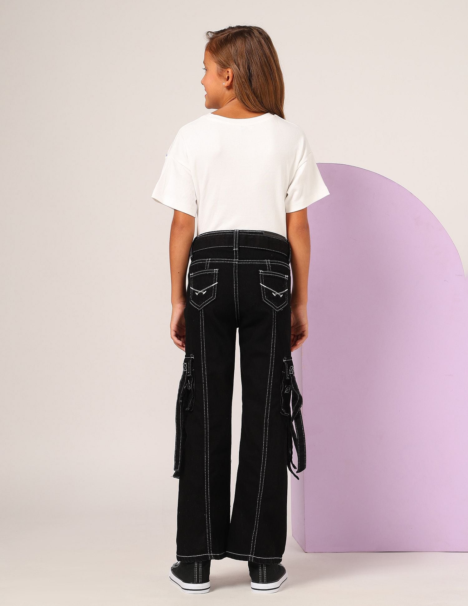 Girls Mid Rise Bootcut Jeans Black - U.S. POLO ASSN. | Large