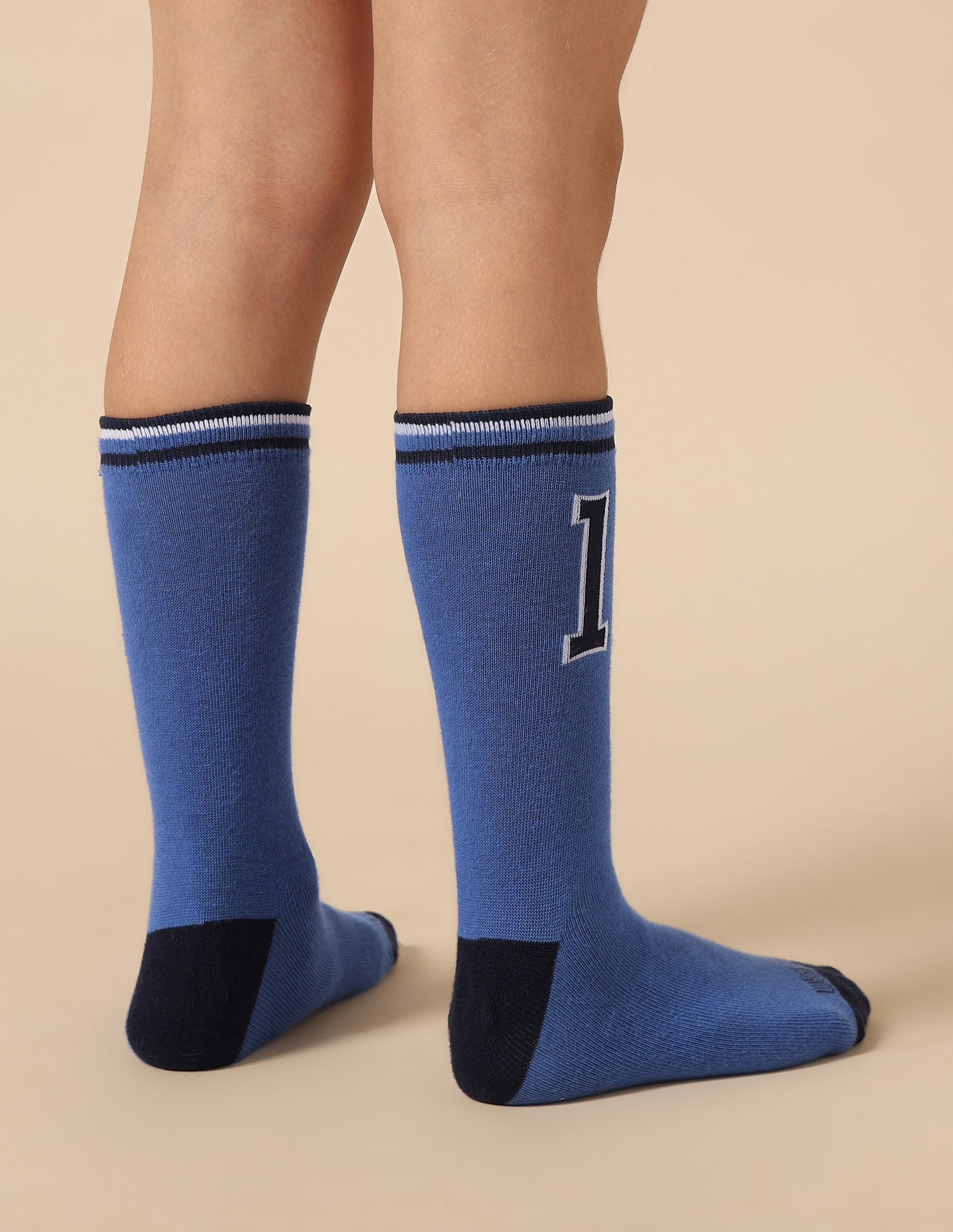Boys Mid-Calf Length KS003 Socks - Pack Of 3 Skydiver/White/Blue - U.S. POLO ASSN. | Large