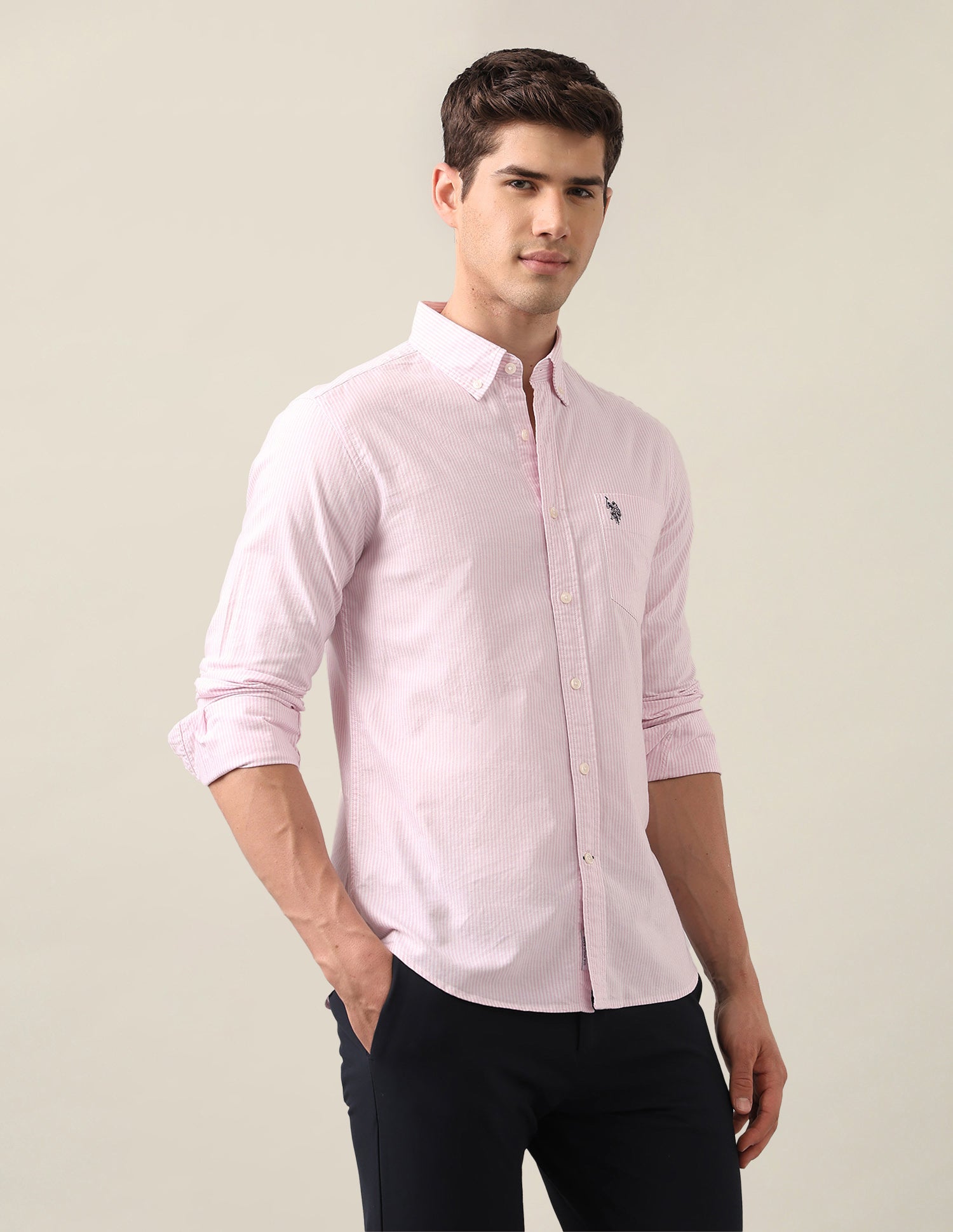 Pinstriped Oxford Shirt Pink - U.S. Polo Assn. India | Large