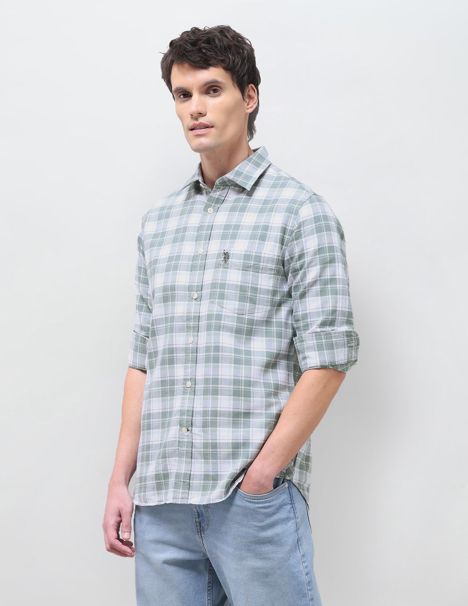 Oxford Tartan Checked Shirt Green - U.S. Polo Assn. India | Large